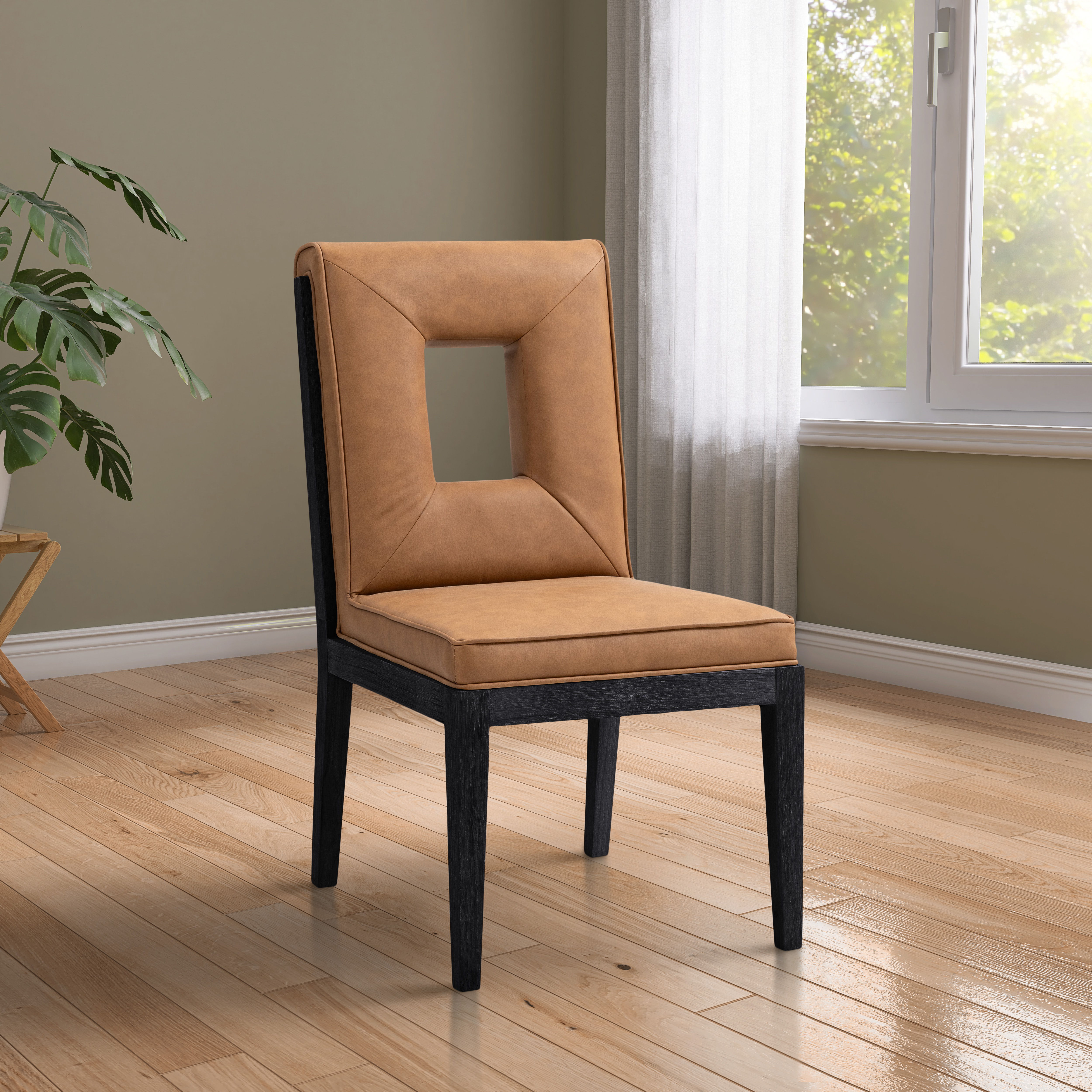 Gwendolyn - Faux Leather Dining Side Chair With Black Frame (Set of 2) - Cognac