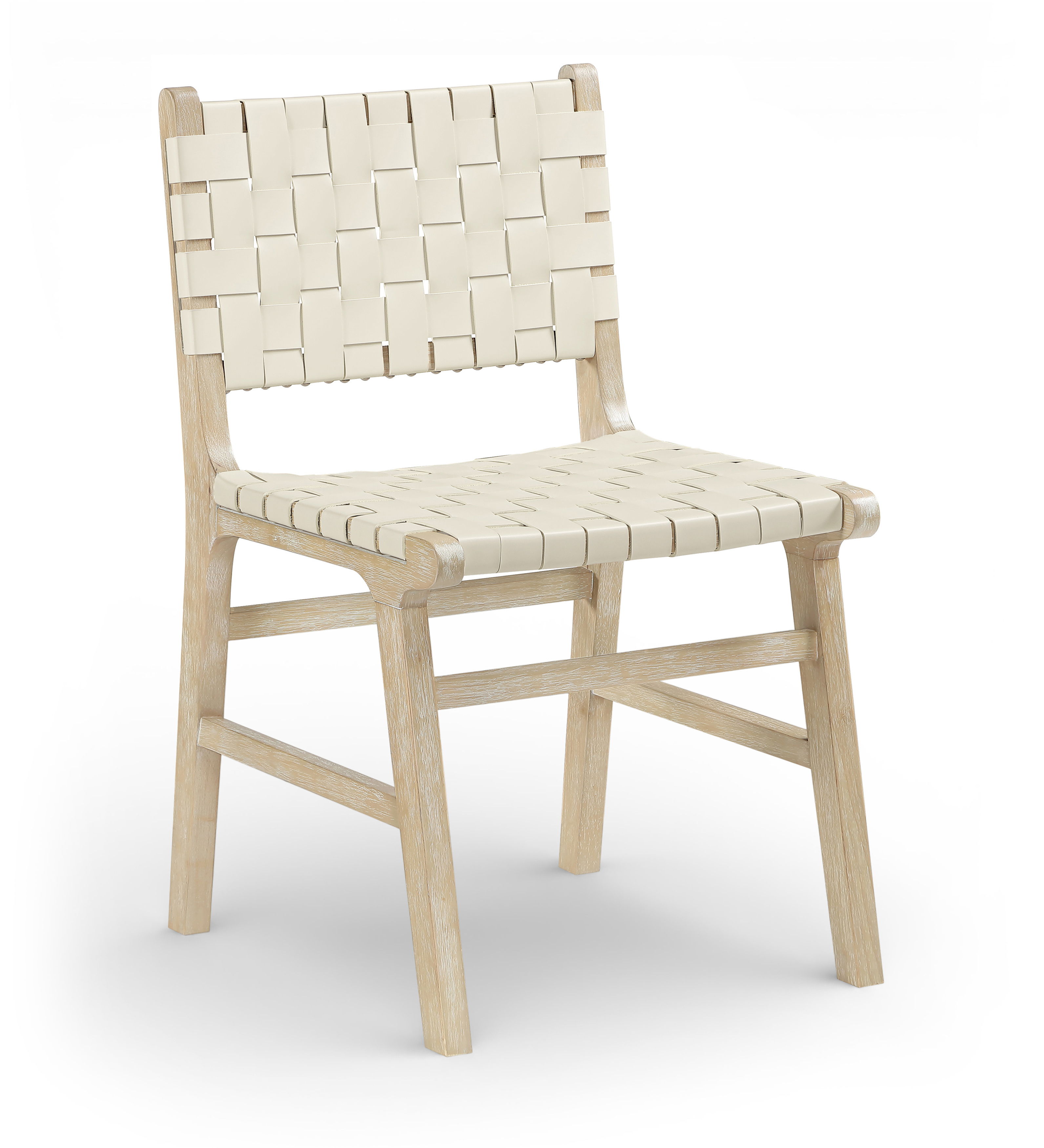 Entwine - Vegan Leather Upholstered Dining Chair - Cream / Painted Natural