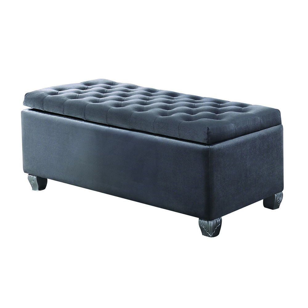 Rebekah - Bench With Storage - Gray Fabric, dark gray