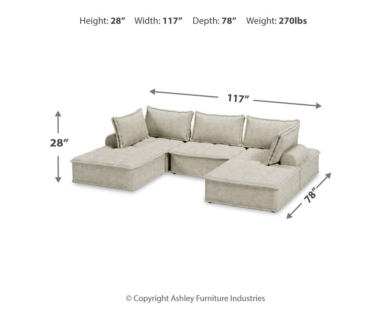 Ashley Furniture Bales - 5-Piece Modular Seating - Taupe - Image 14