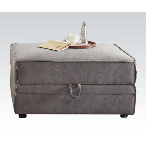 Bois - Ottoman With Storage - Gray Velvet, dark gray