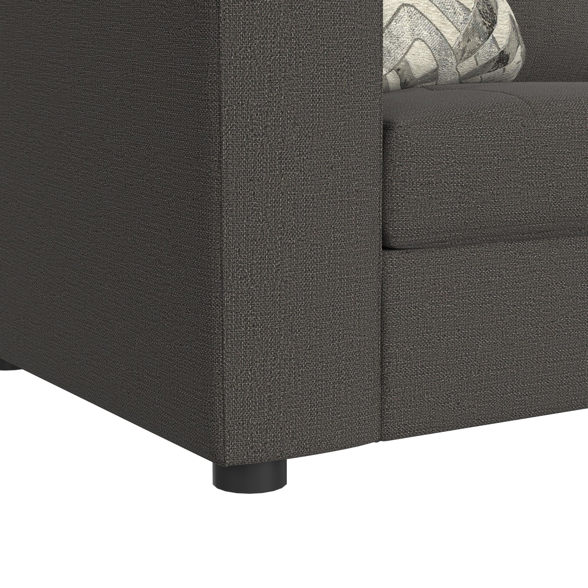 Options One - 8 Piece Living Room Set Sectional With Media Console And 3 Ottomans - Ash