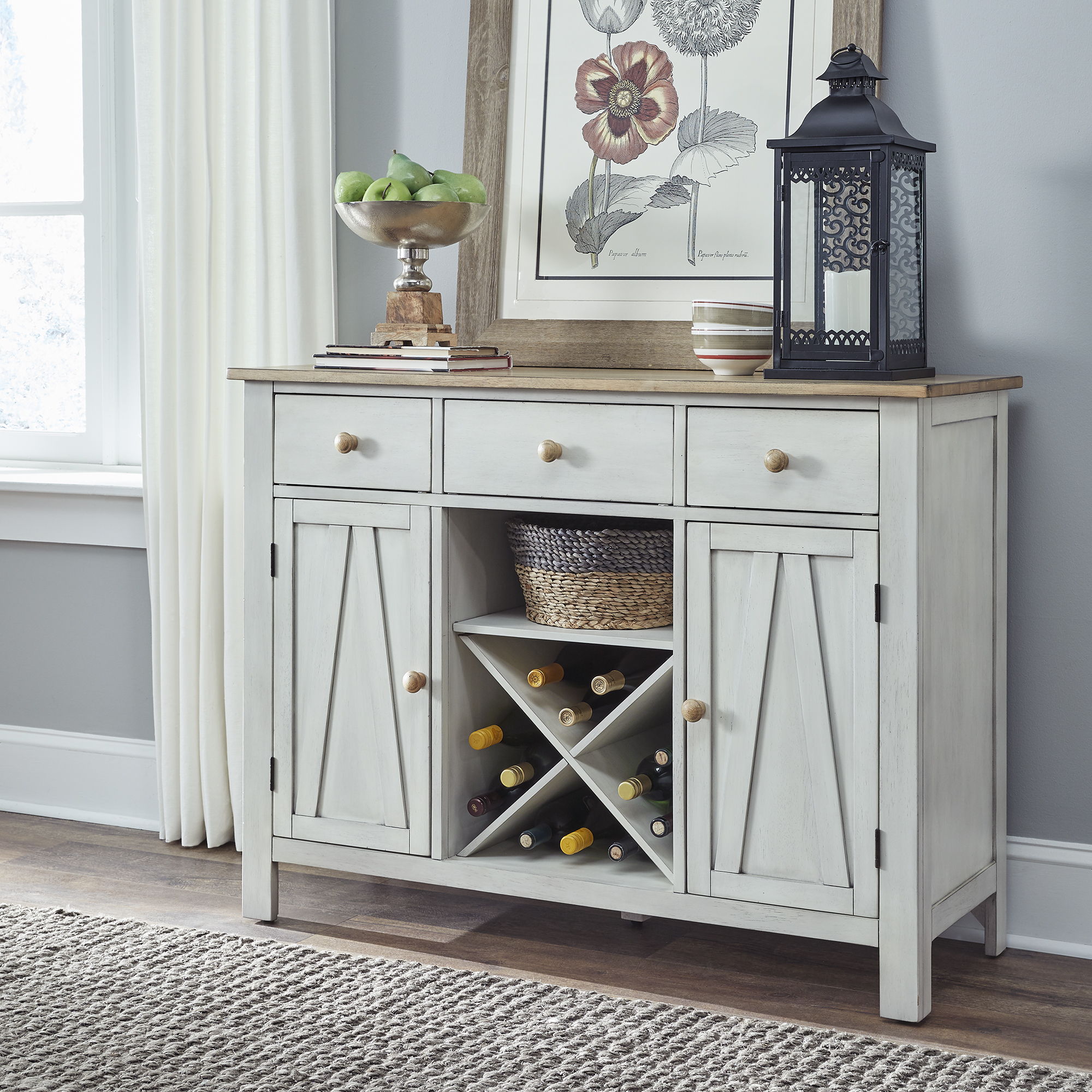 Liberty Furniture Lindsey Farm - Server - Weathered White