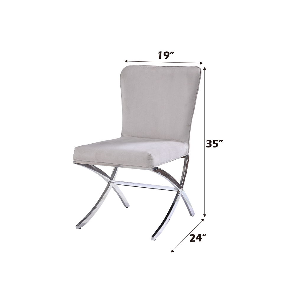 Daire - Side Chair (Set of 2) - Light Gray Velvet & Chrome, light gray, view 7