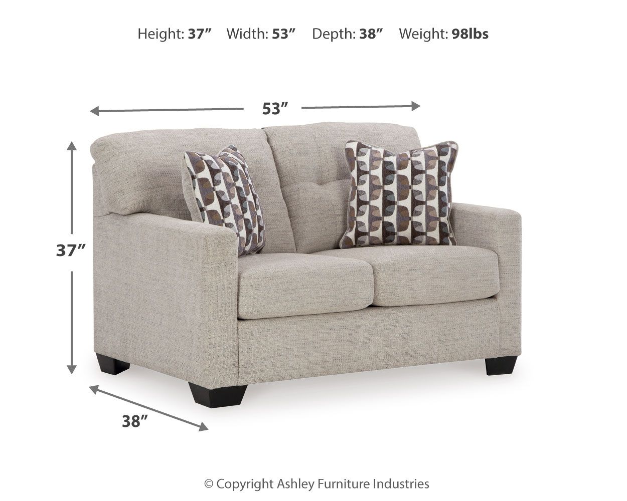 Ashley Furniture Mahoney - Loveseat - Pebble - Image 6