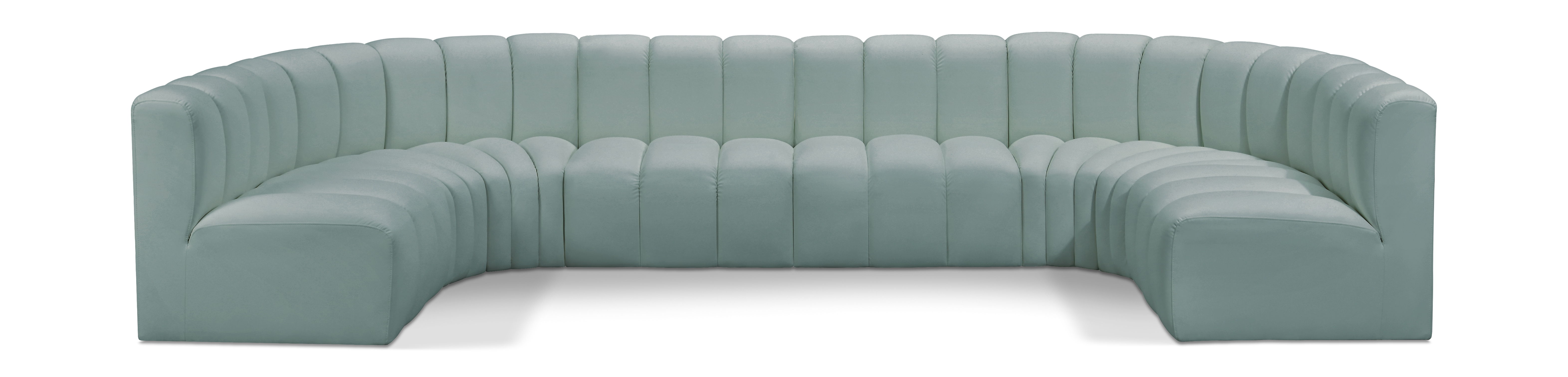 Arc - Faux Leather Modular U-Shaped Sofa - Green