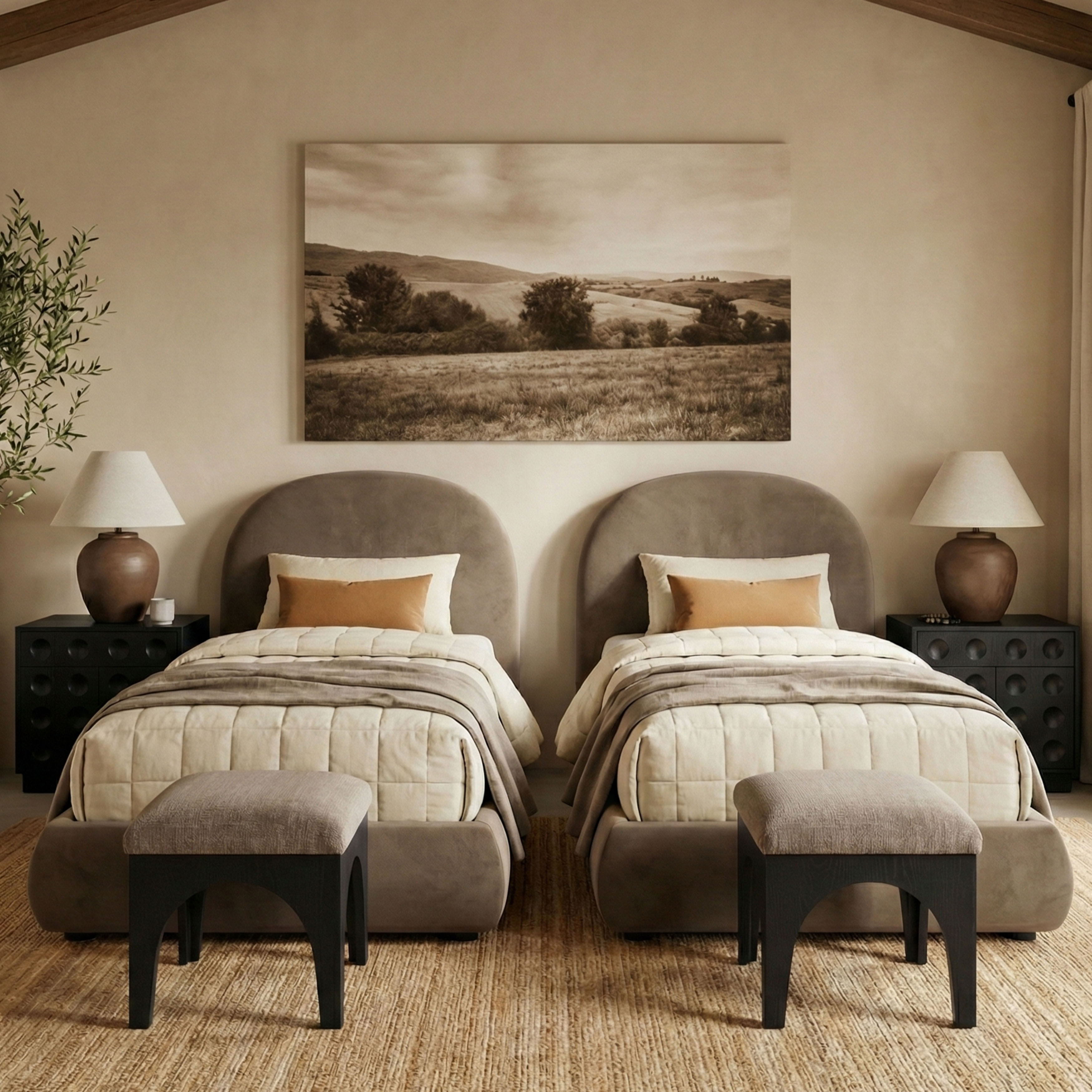 Celine - Upholstered Twin Bed - Taupe