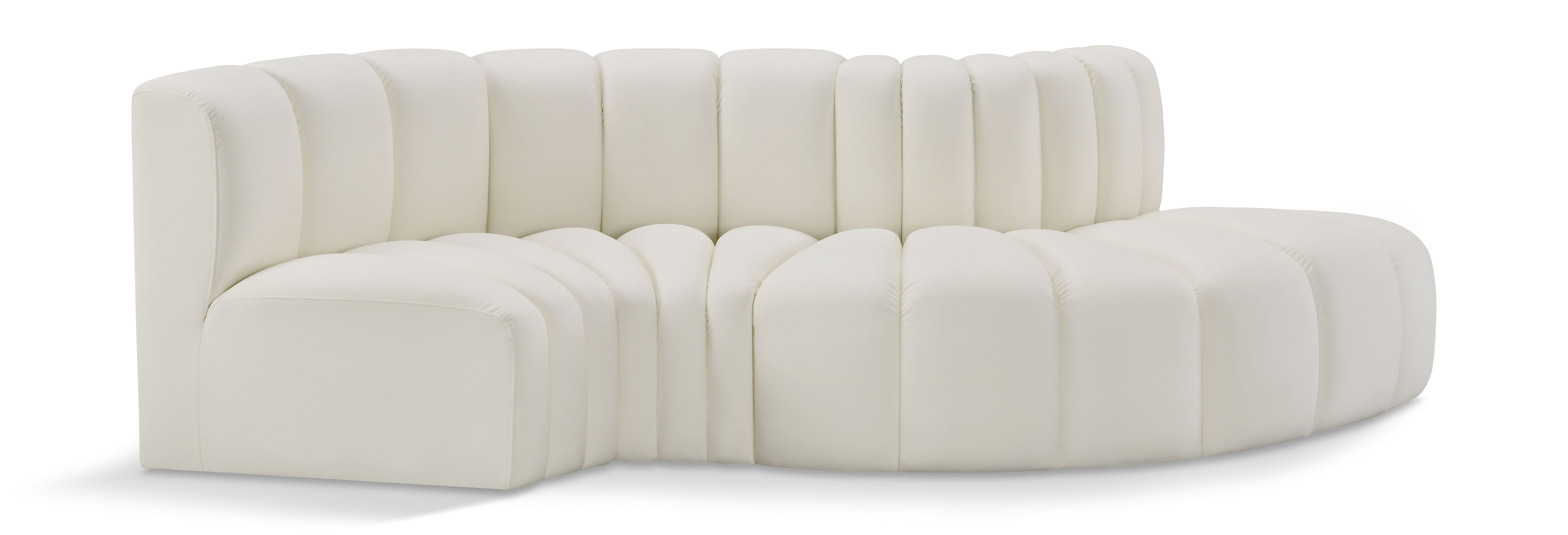 Arc - Faux Leather 4 Piece L-Shaped Modular Sofa - Cream