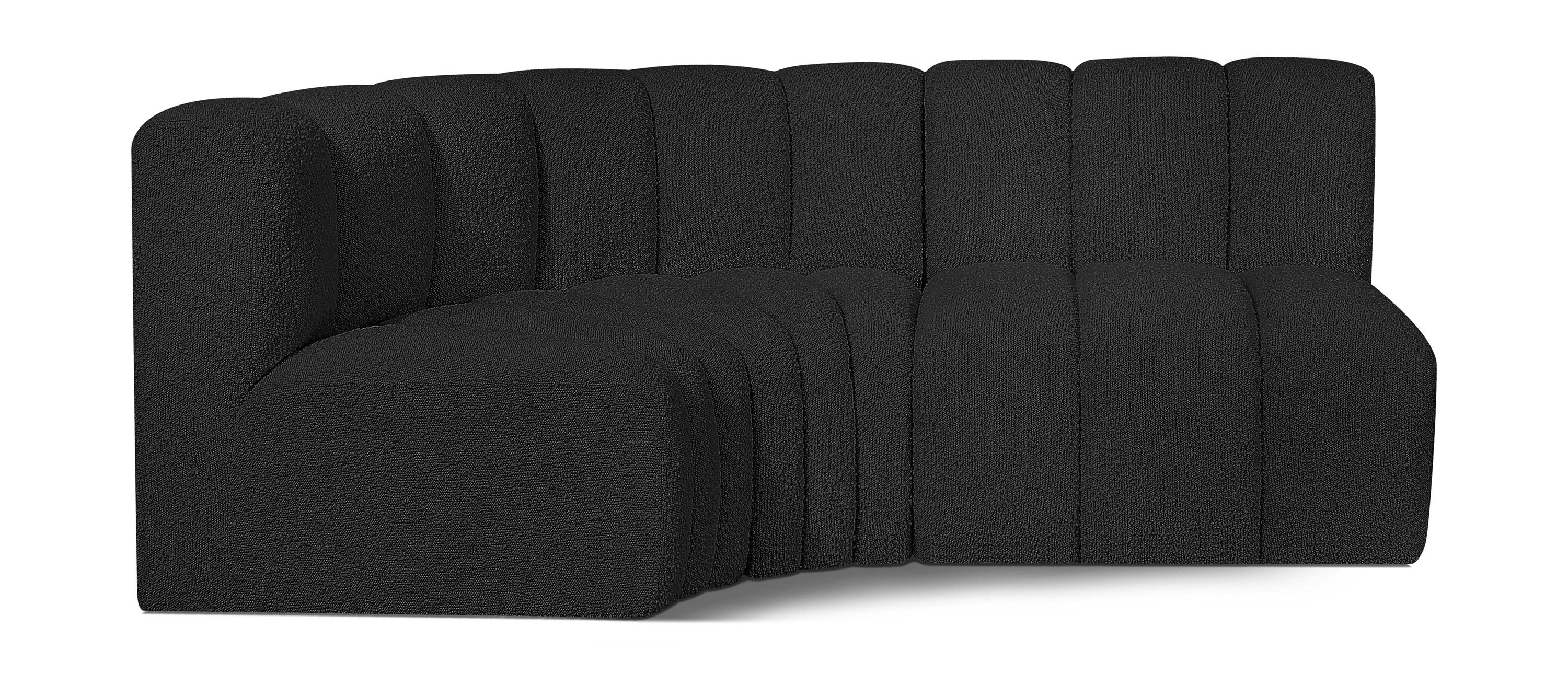 Arc - Boucle Fabric 3 Piece Sofa - Black