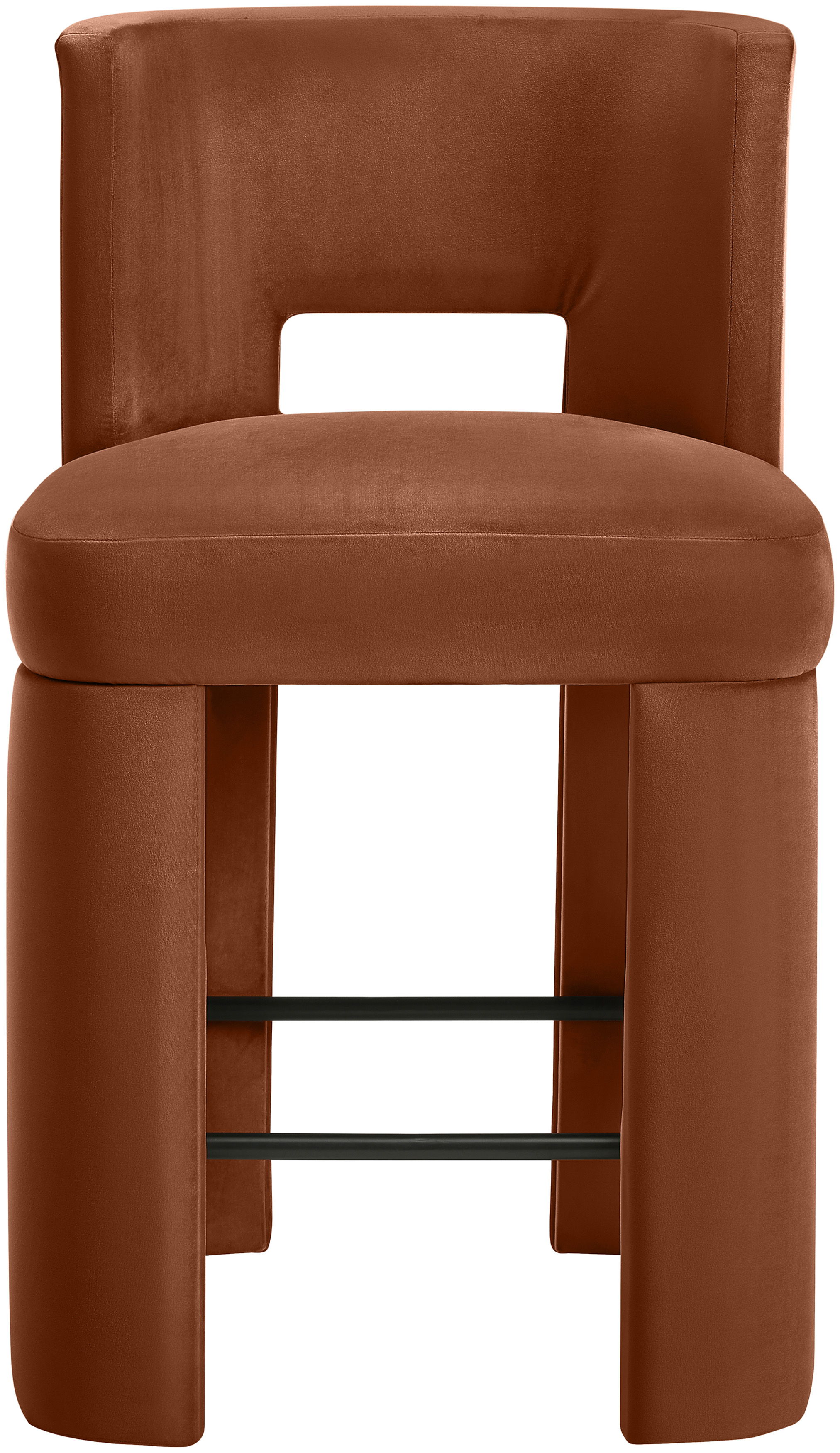 Zuno - Velvet Performance Fabric Upholstered Counter Stool (Set of 2) - Cognac