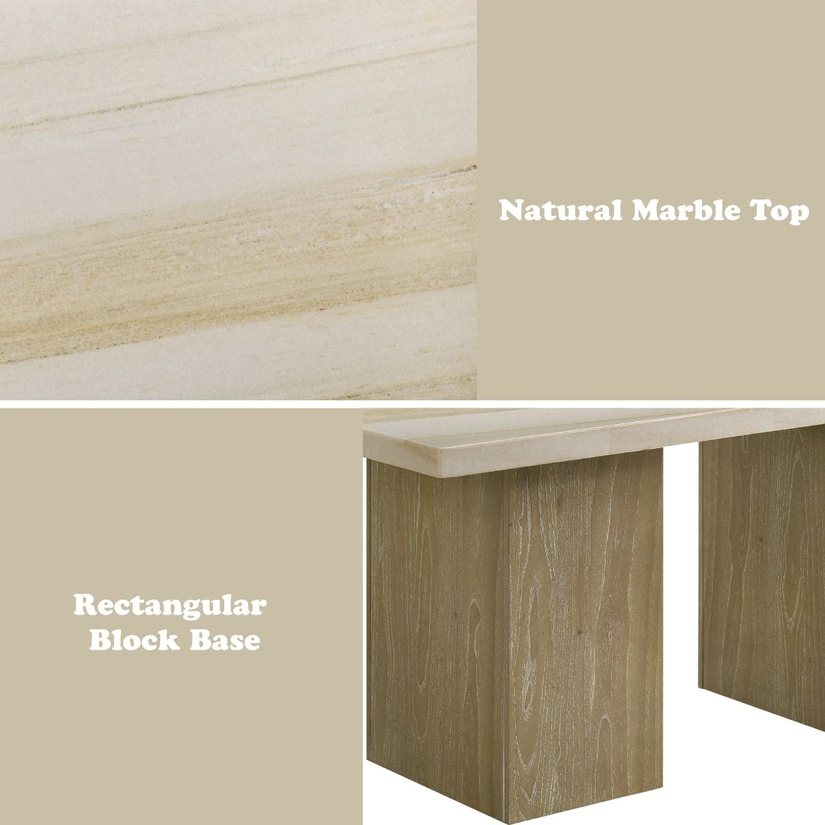 Olinda - Dining Table With Natrual Marble Top - Natrual, beige, view 6
