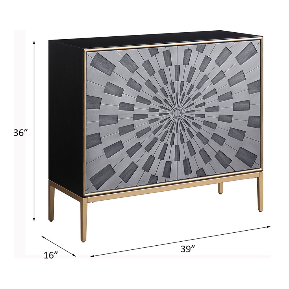 Quilla - Console Cabinet - Black, Gray & Brass, dark gray, view 4