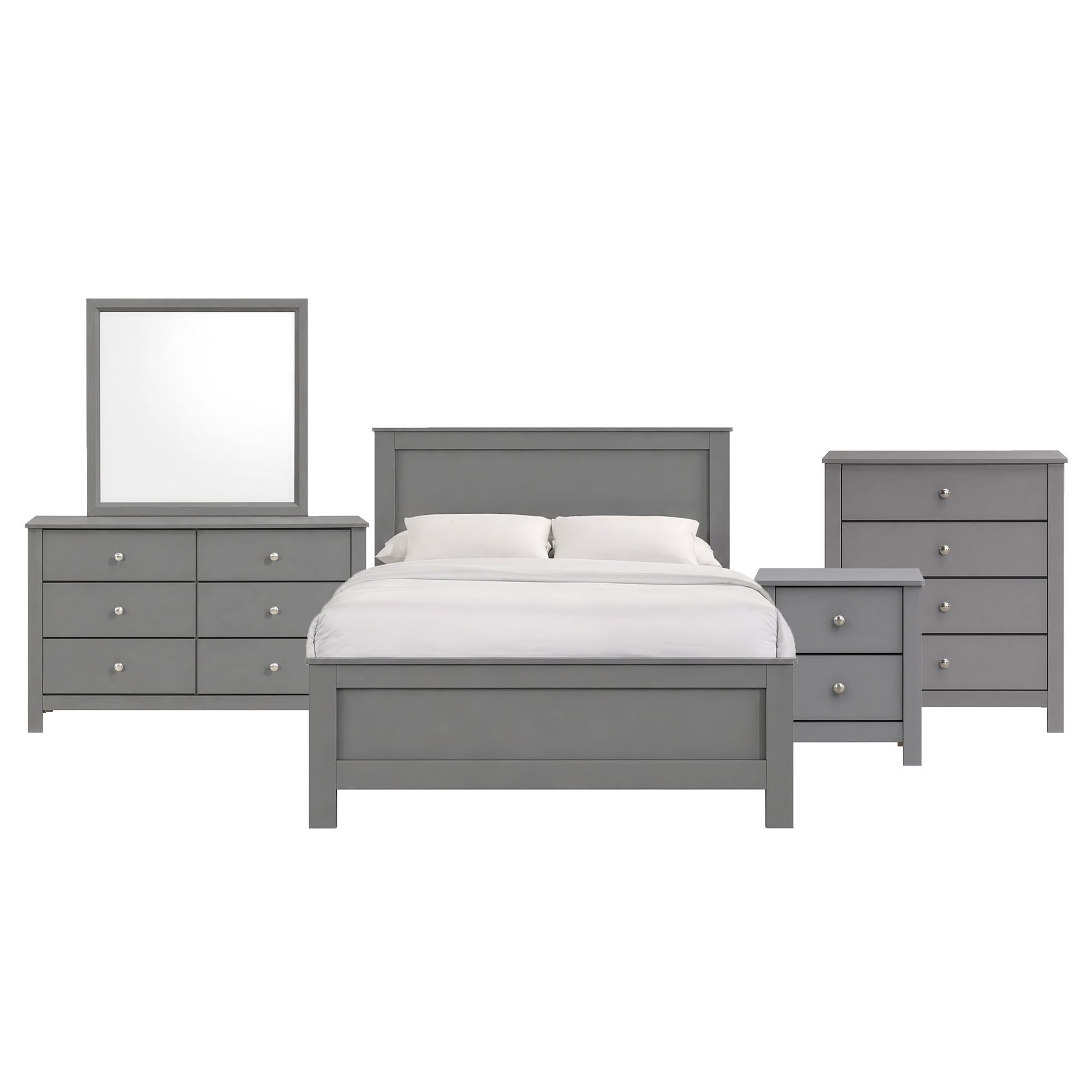 Sami - Youth Full Panel 5 Piece Bedroom Set - Gray