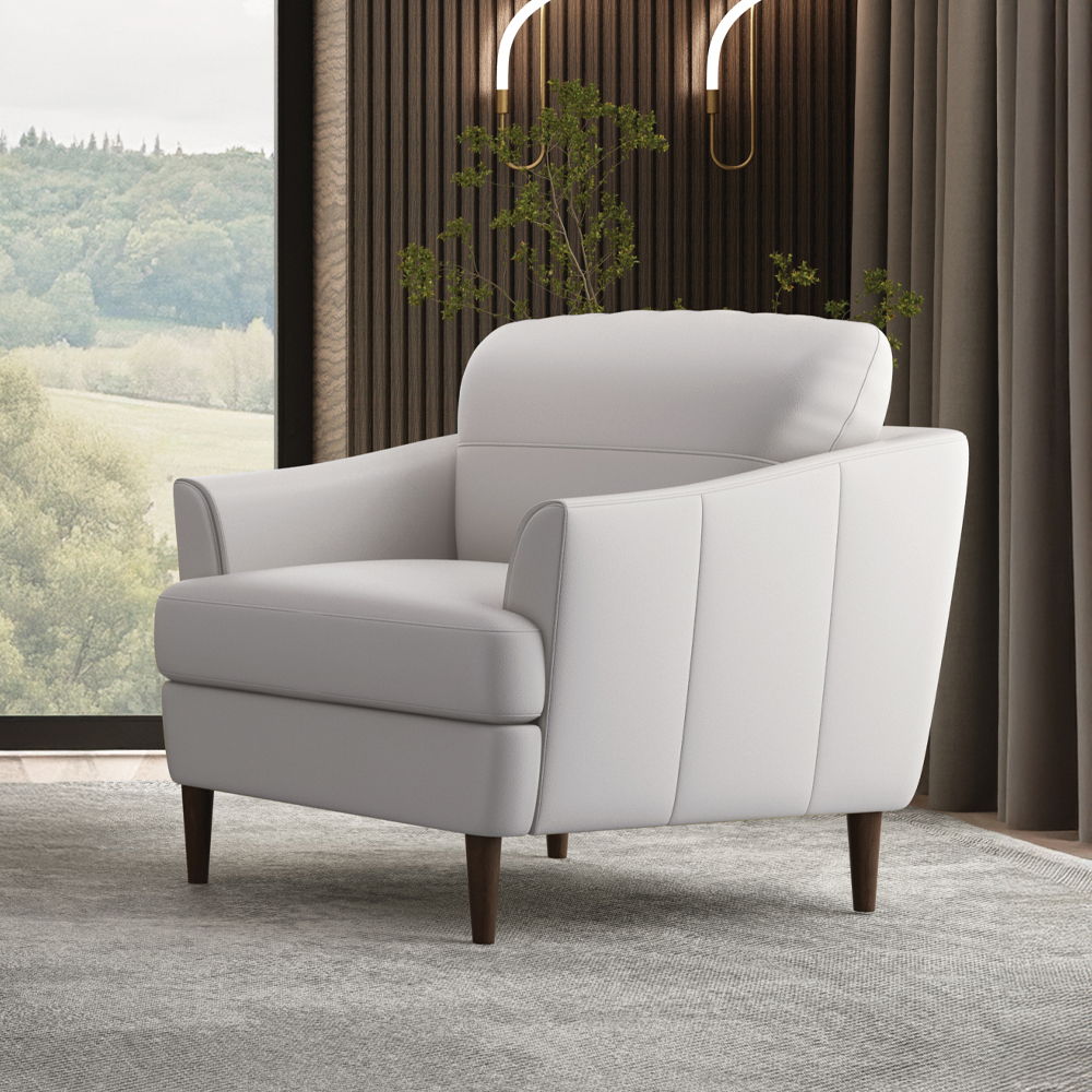 Helena - Chair - Pearl Gray Leather, light gray