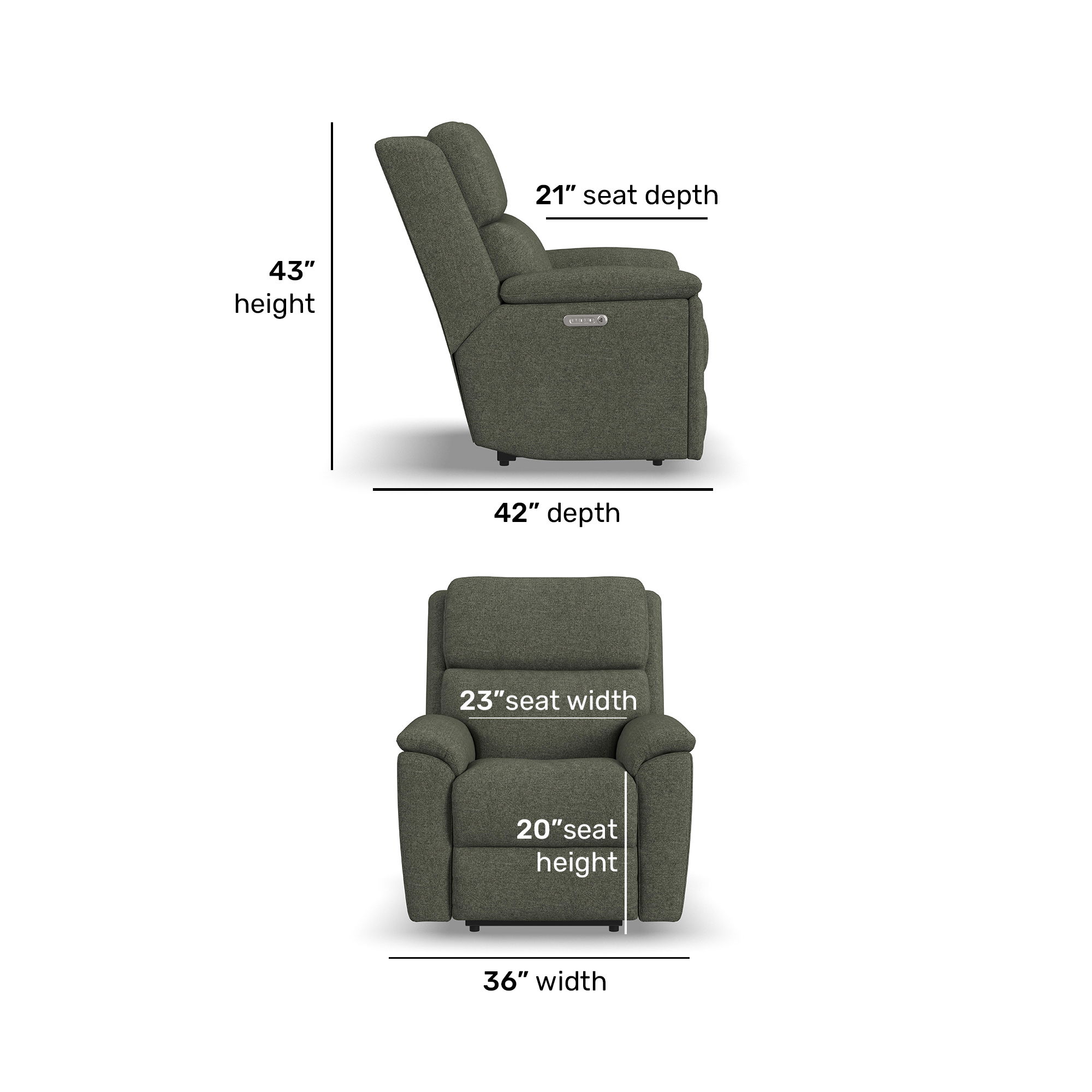 Porter - Transitional Power Recliner With Power Headrest & Lumbar - Gray, dark gray, view 6
