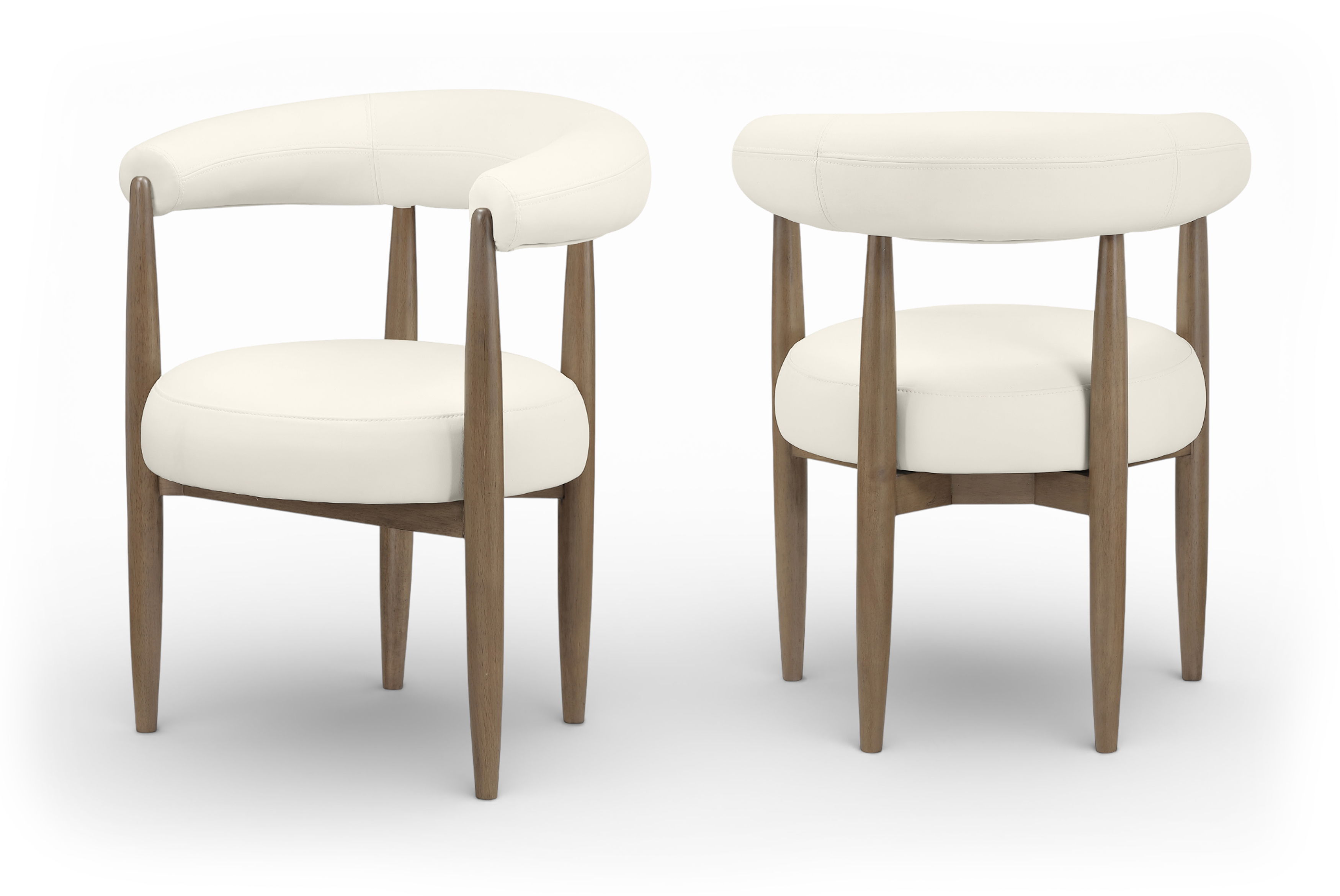 Sable - Vegan Leather Upholstered Dining Chair (Set of 2) - Cream / Painted Brown