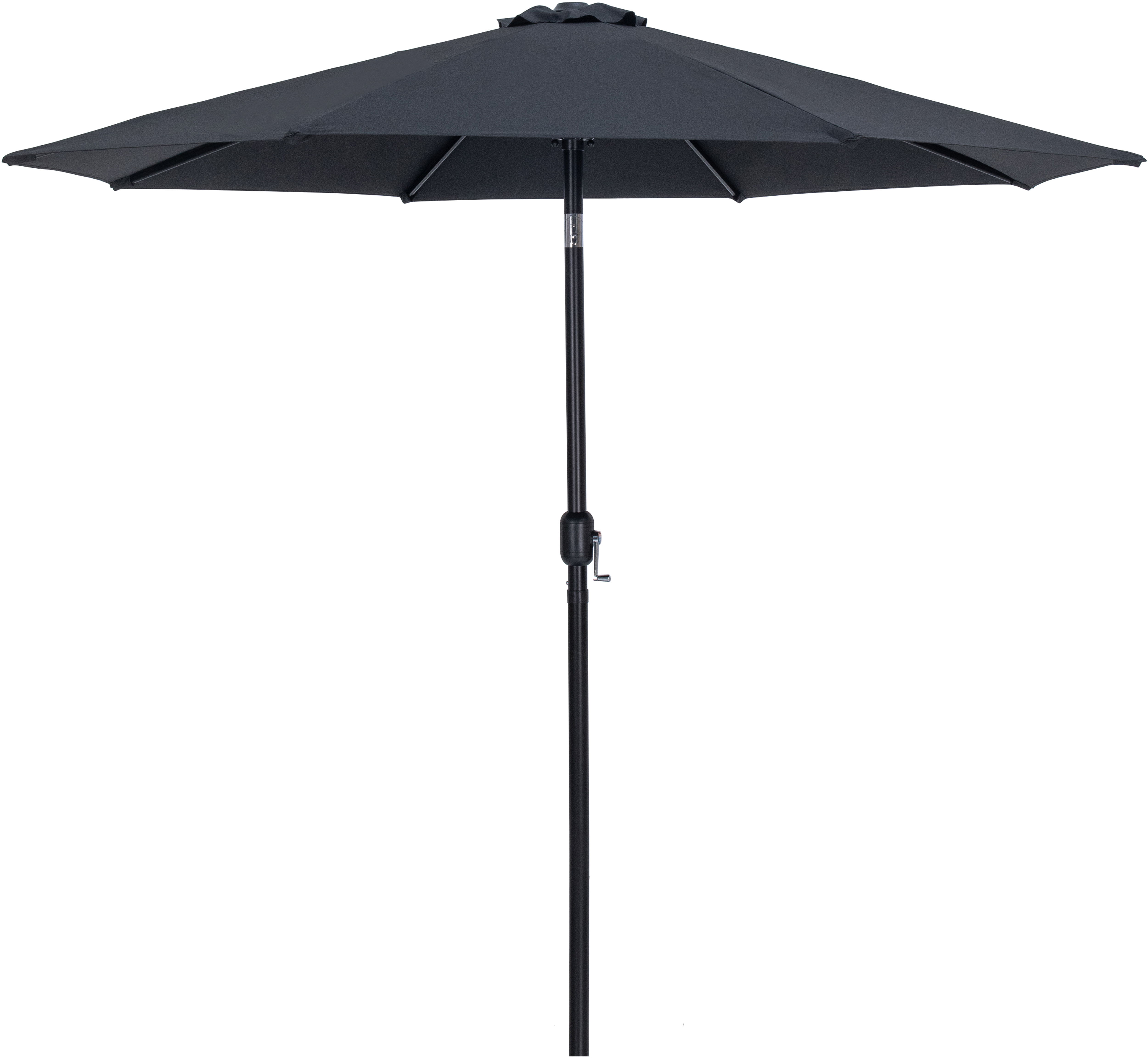 Fiji - Aluminum Patio Umbrella With Round Teak And Black Base - Black