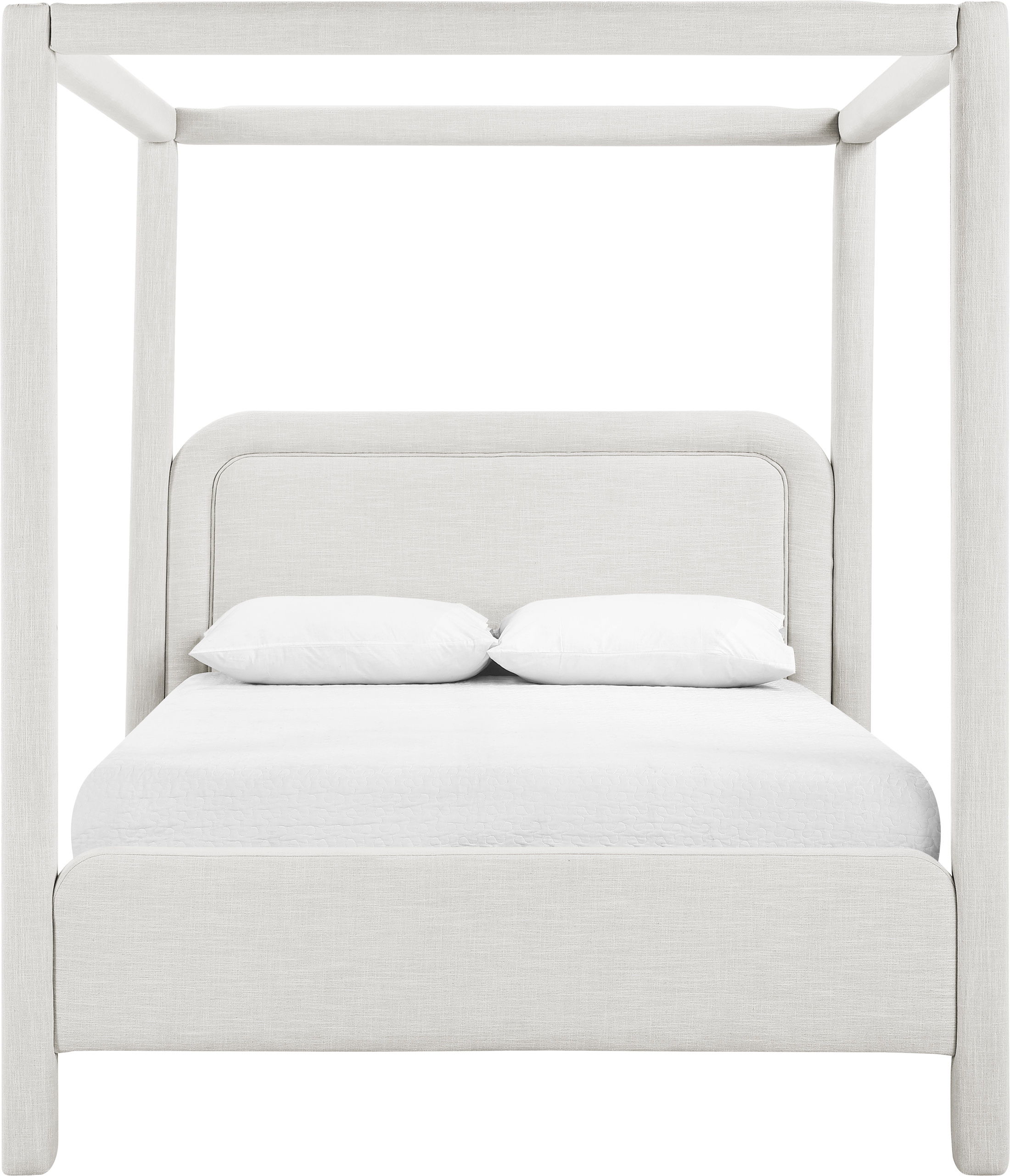 Salina - Linen Textured Fabric Upholstered King Bed - Cream