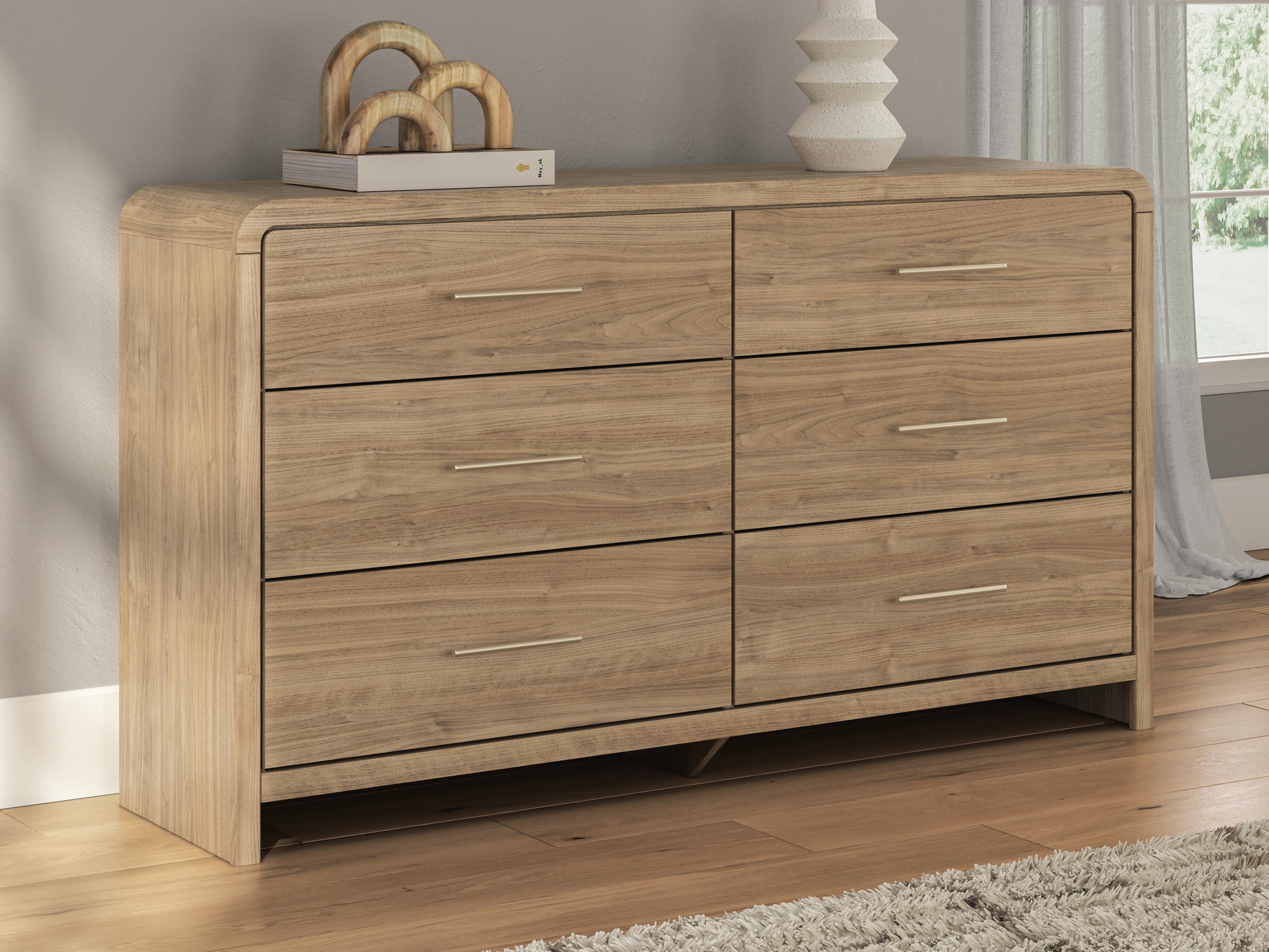 Gramburg - Six Drawer Dresser - Warm Natural Brown