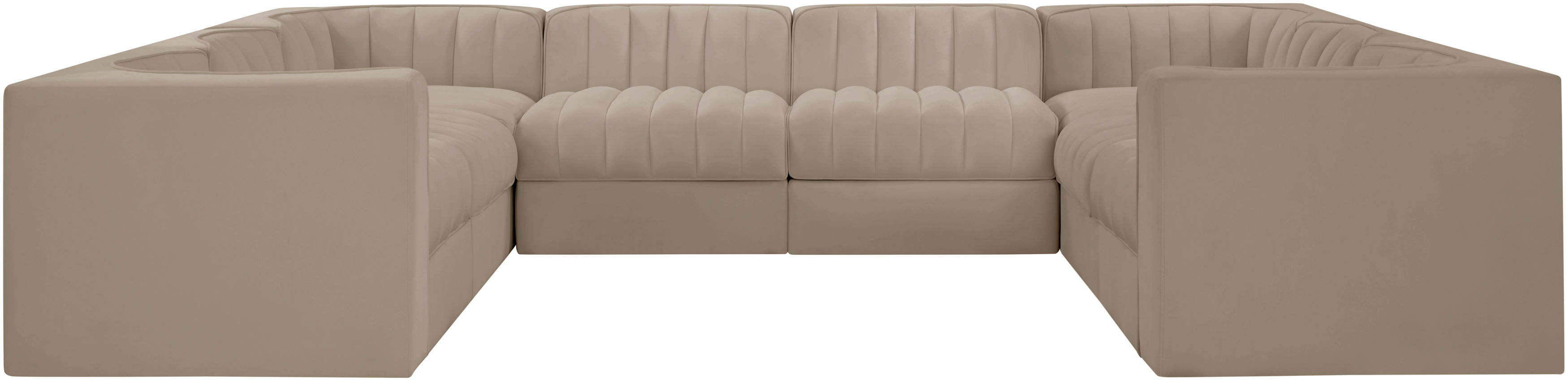 Rummi - Velvet Performance Fabric Upholstered Modular Sectional - Beige