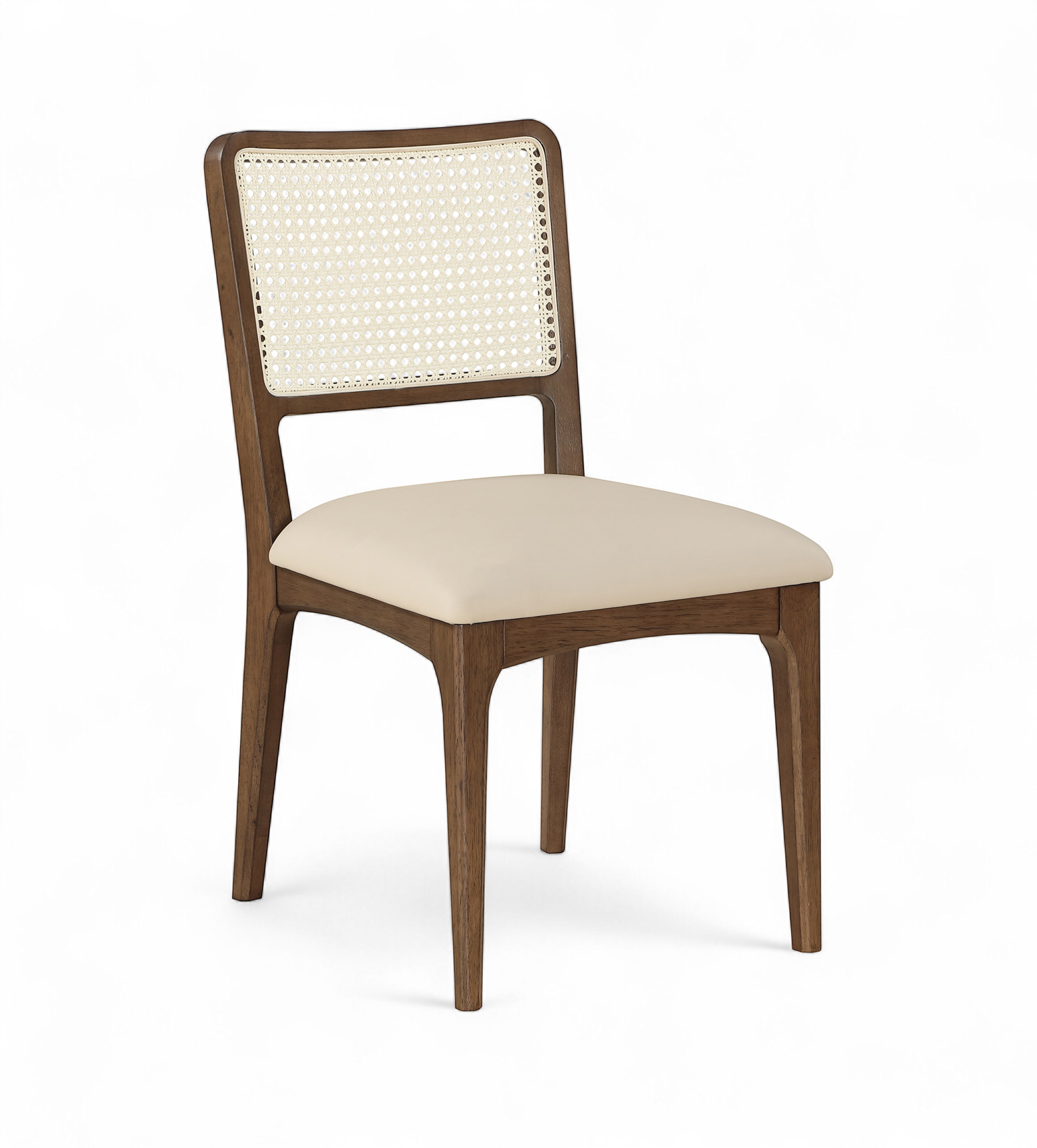 Atrium - Cane Back And Vegan Leather Upholstered Seat Dining Chair (Set of 2) - Beige