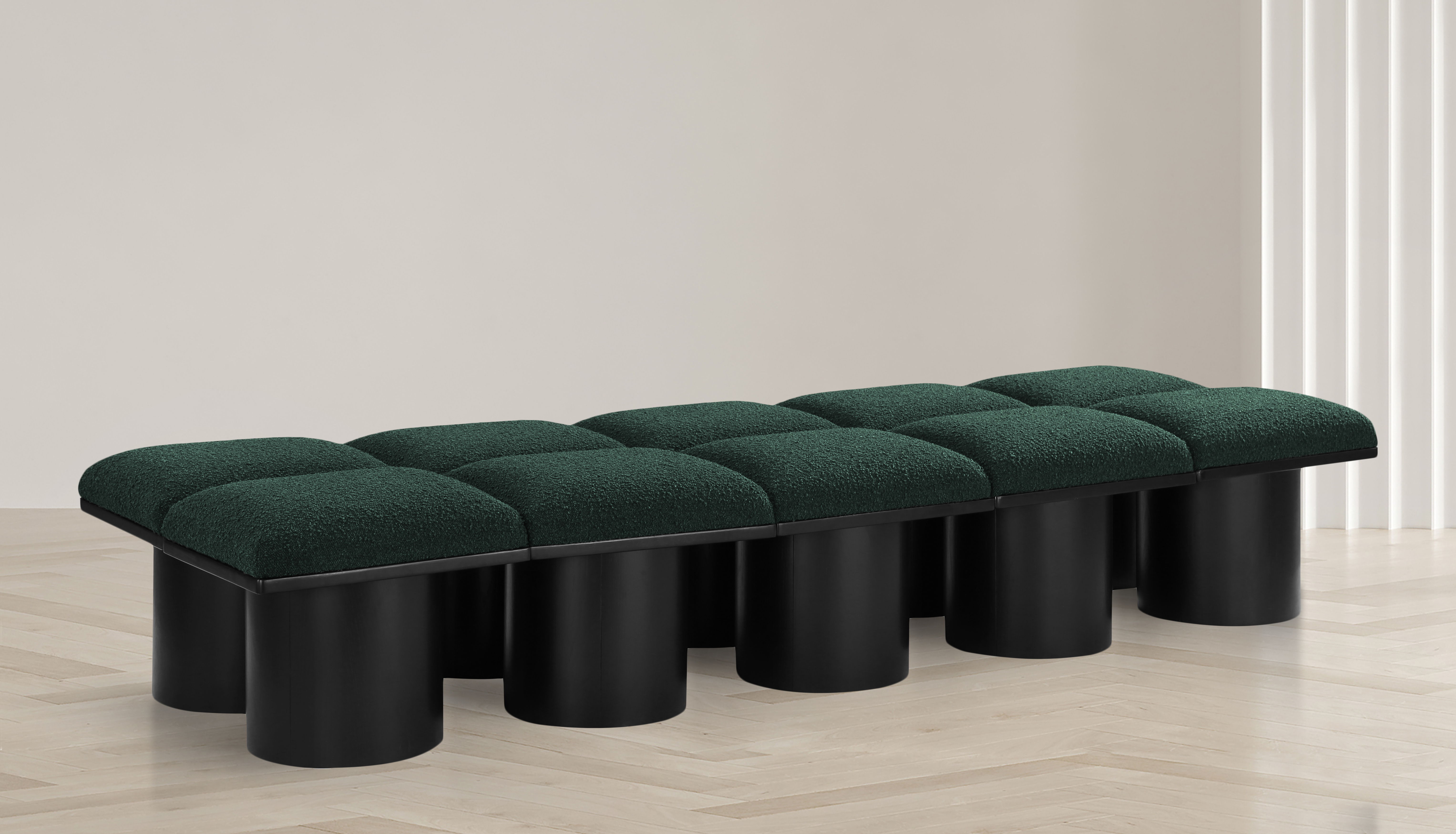 Pavilion - 90" 10 Piece Modular Bench With Black Base - Green
