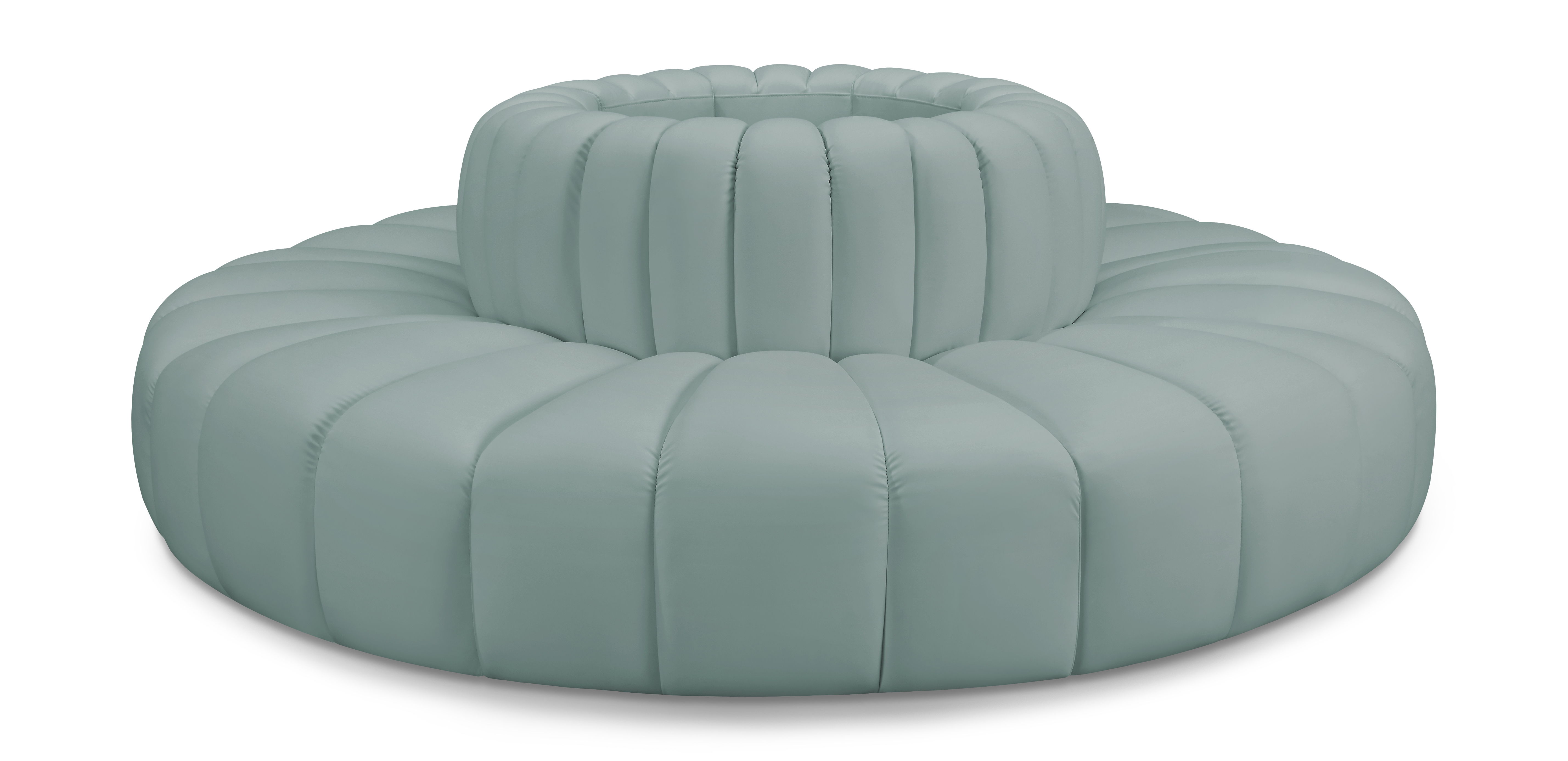 Arc - Faux Leather 8 Piece Round Modular Sofa - Mint Green