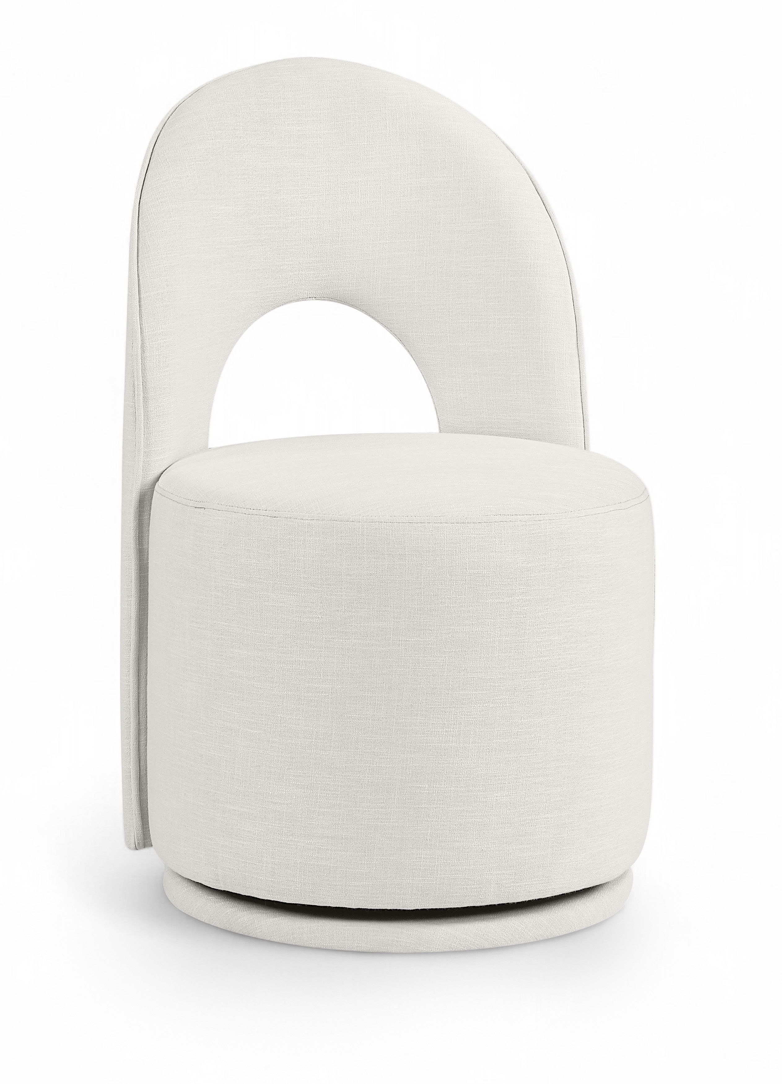 Cirelle - Linen Textured Performance Fabric Dining Chair (Set of 2) - Cream