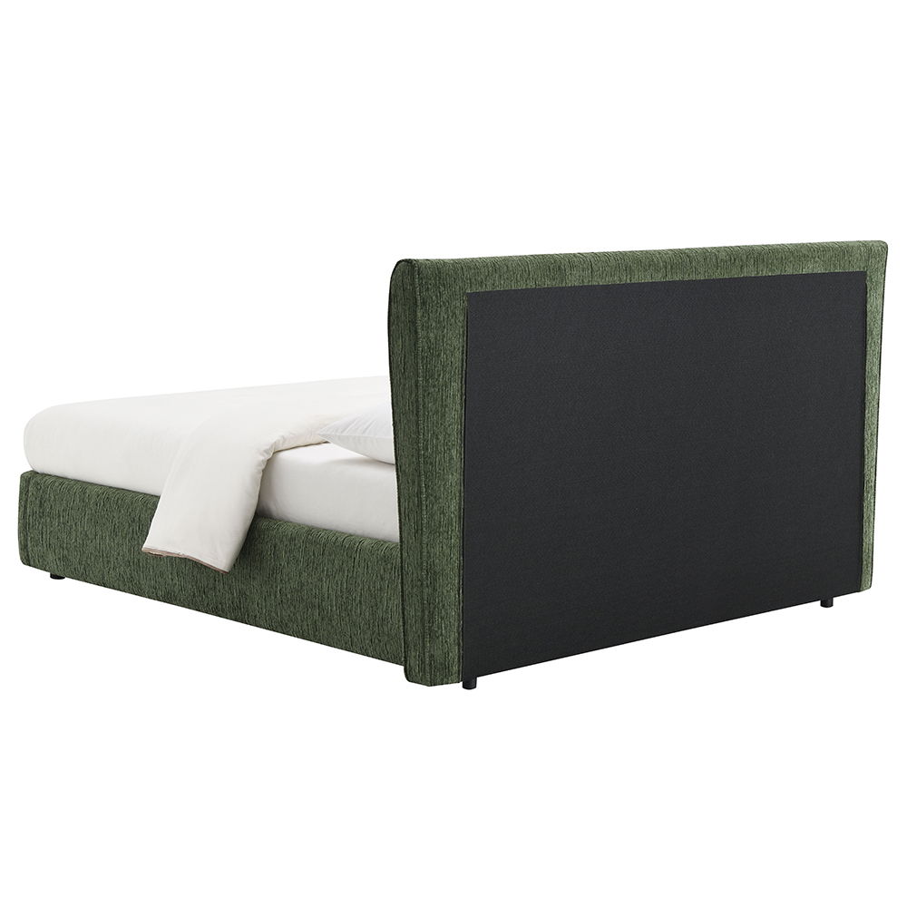 Cheryl - Queen Bed - Dark Green Chenille, dark green, view 4