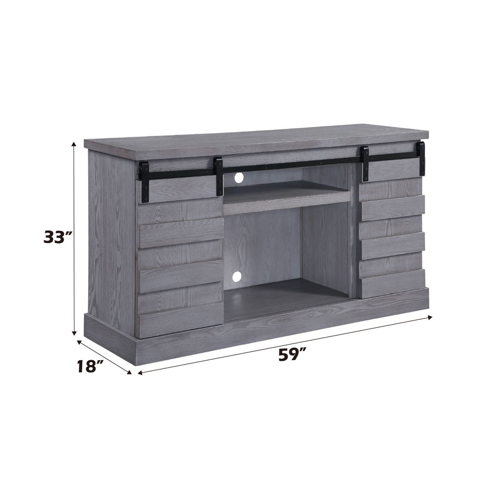 Amrita - TV Stand With Fireplace - Gray Oak, dark gray, view 6