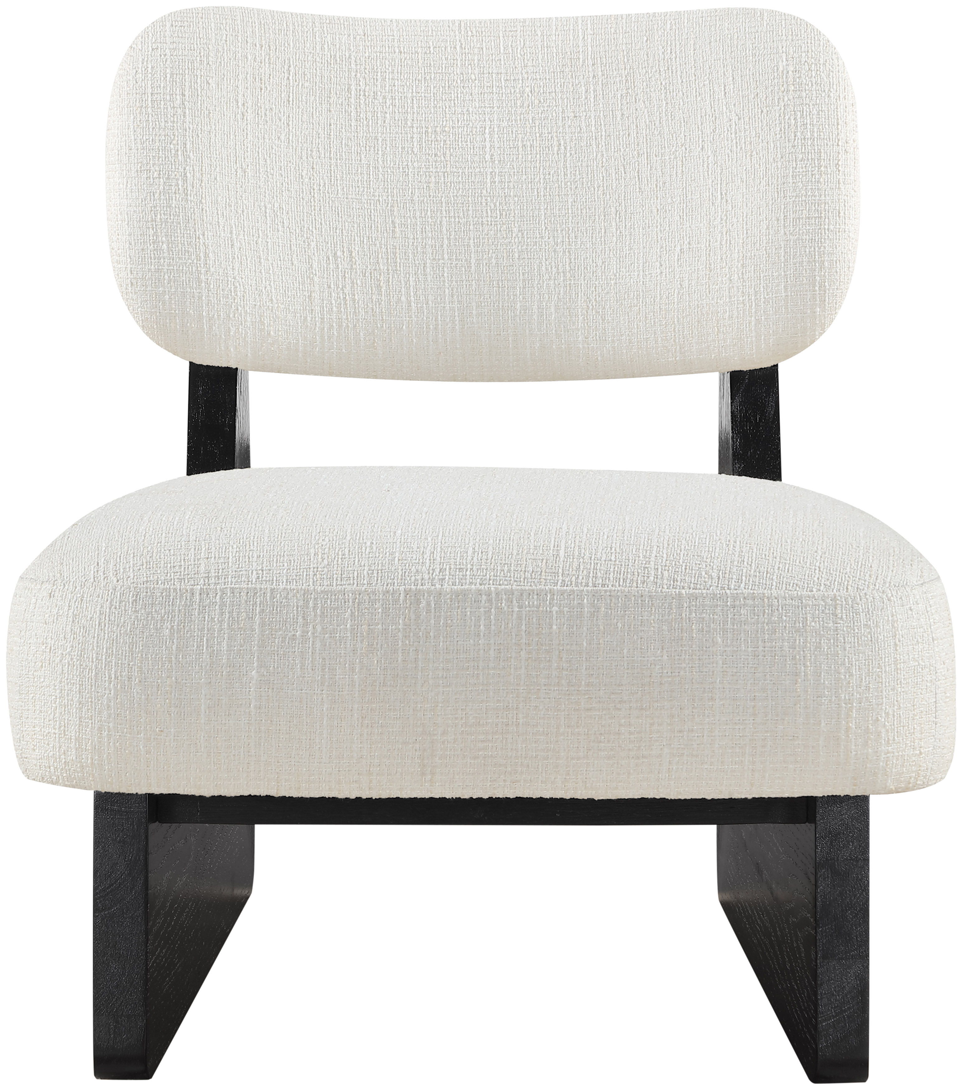 Vetra - Linen Textured Fabric Upholstered Accent Chair - Cream / Painted Black
