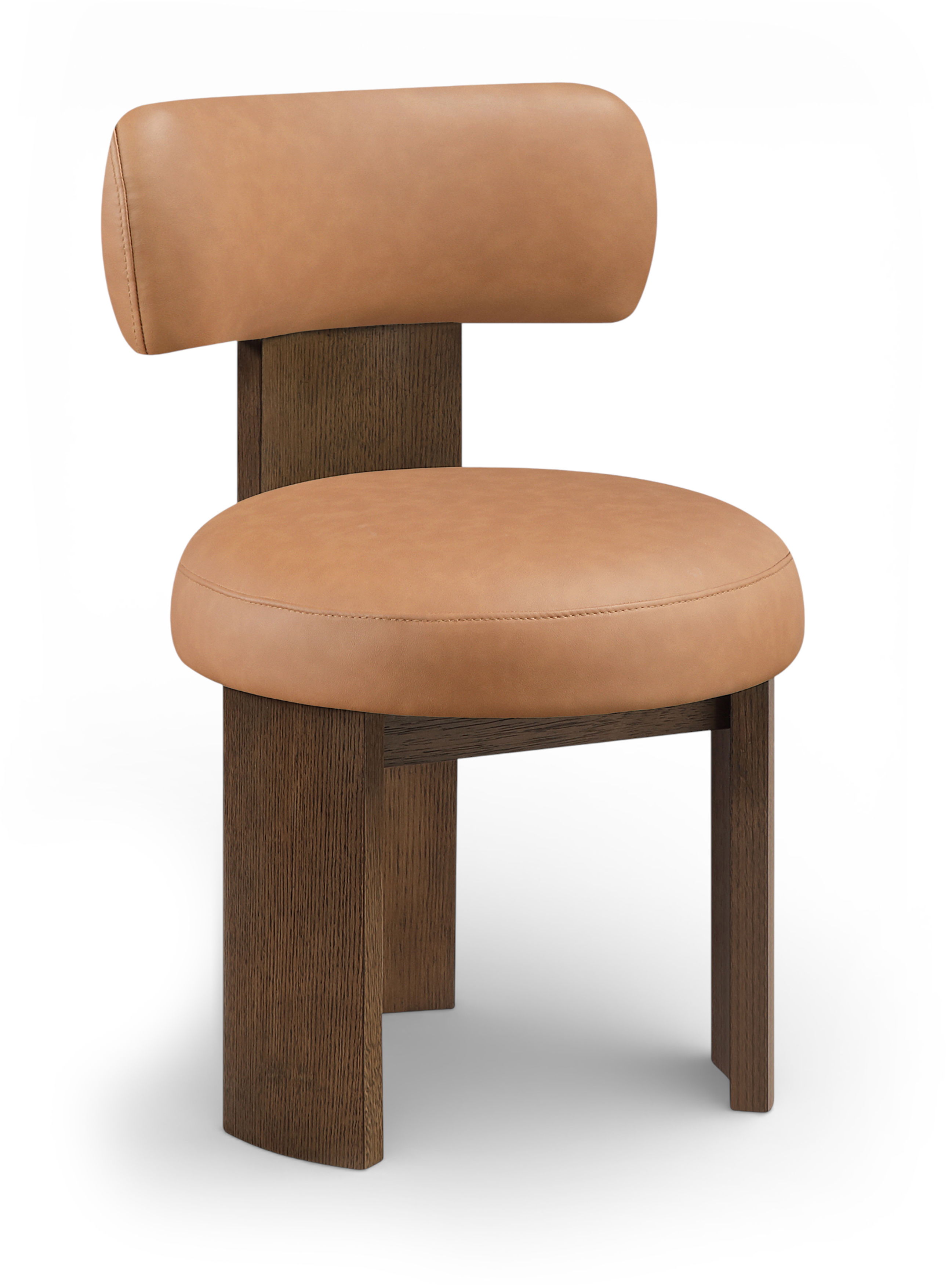 Atelier - Vegan Leather Upholstered Dining Chair (Set of 2) - Cognac / Painted Brown