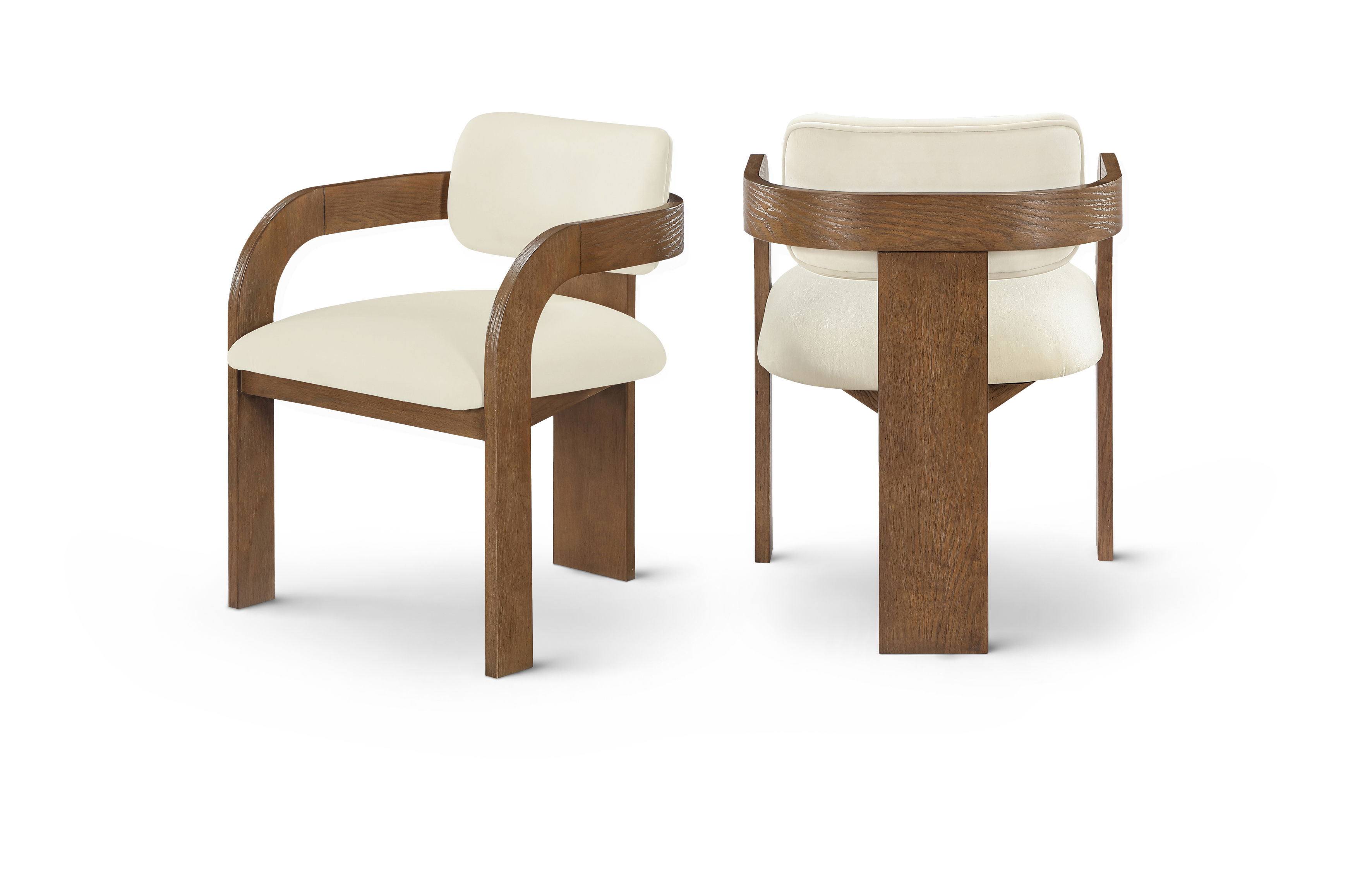 Cedra - Velvet Performance Fabric Upholstered Dining Chair (Set of 2) - Cream / Brown