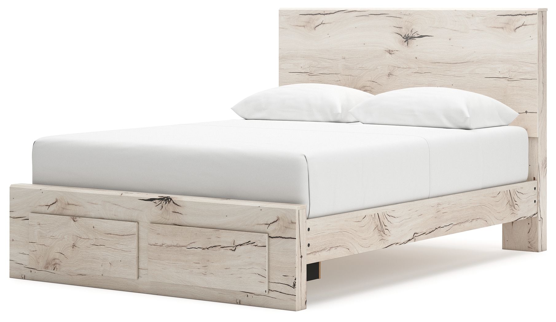 Ashley Furniture Lawroy - 6 Pc. - Dresser, Mirror, Queen Panel Bed With Storage Footboard - Light Natural - Image 10