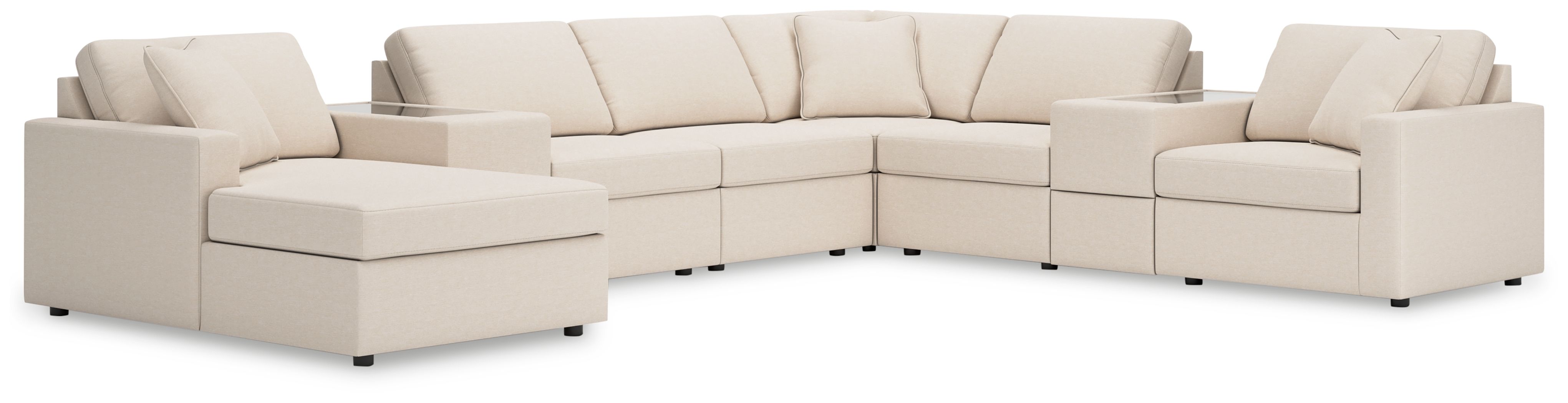8 Pc · Sectional With Laf Corner Chaise And Storage Consoles