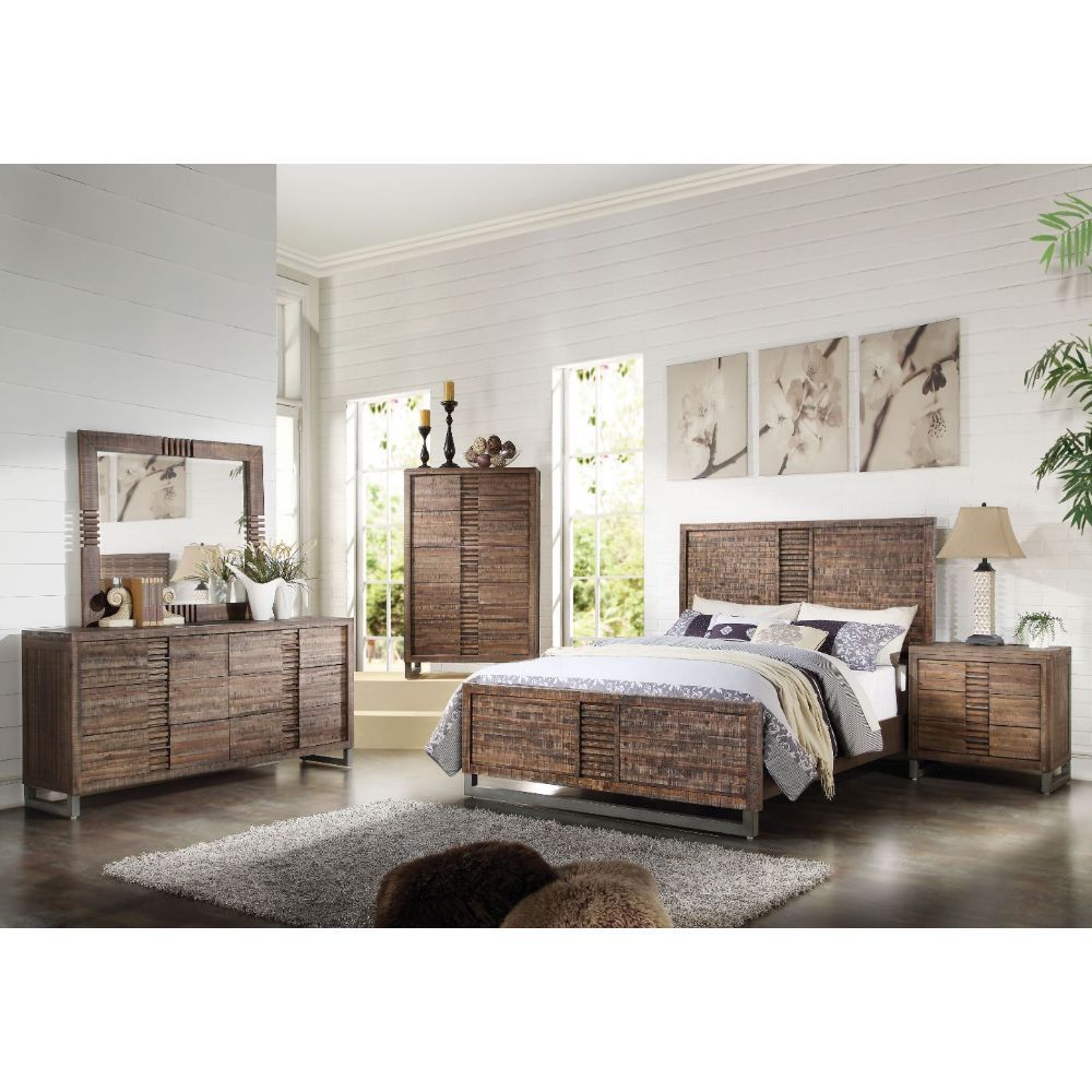 Andria - Queen Bed - Reclaimed Oak, light brown, view 2