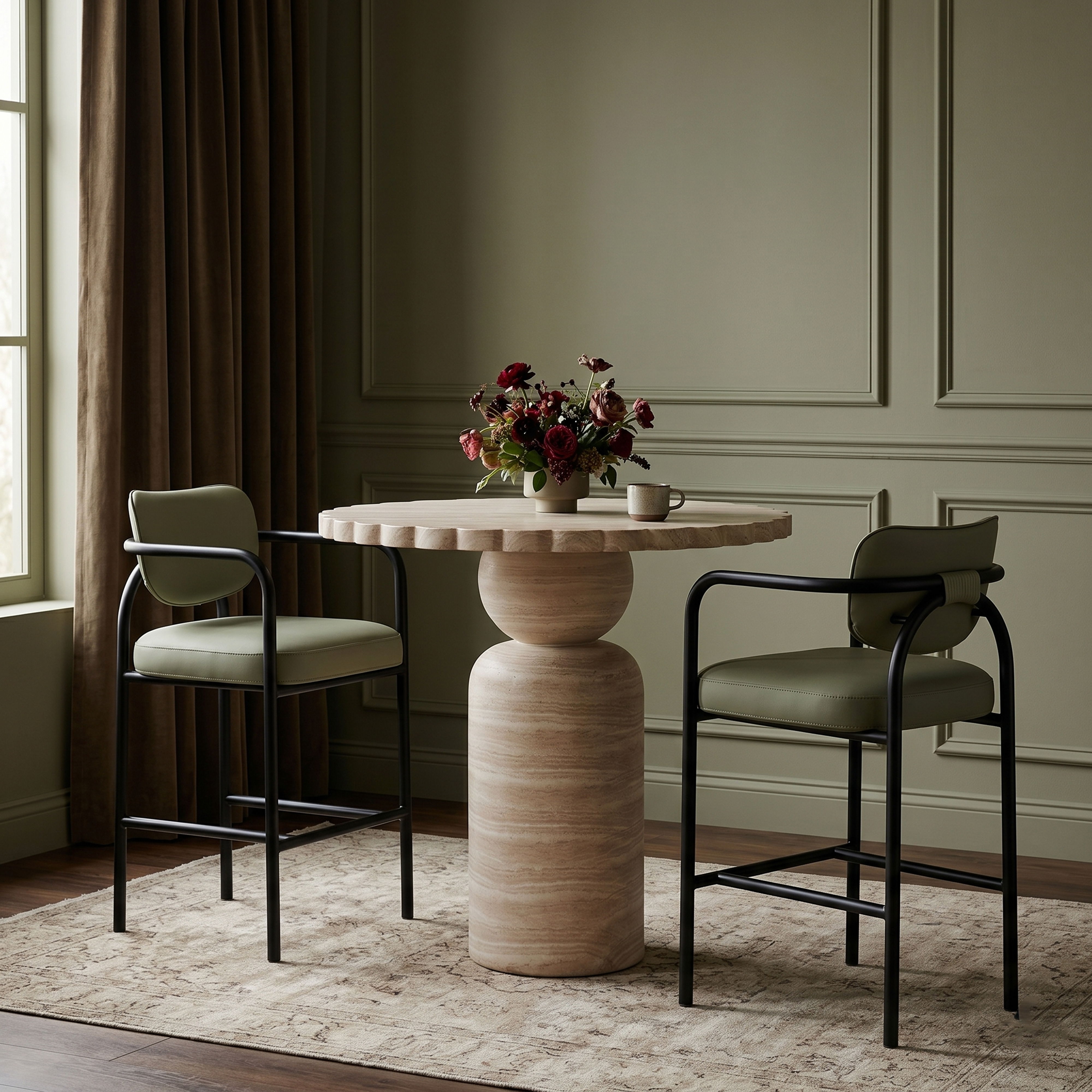 Serava - Vegan Leather Upholstered Bar Stool - Mint