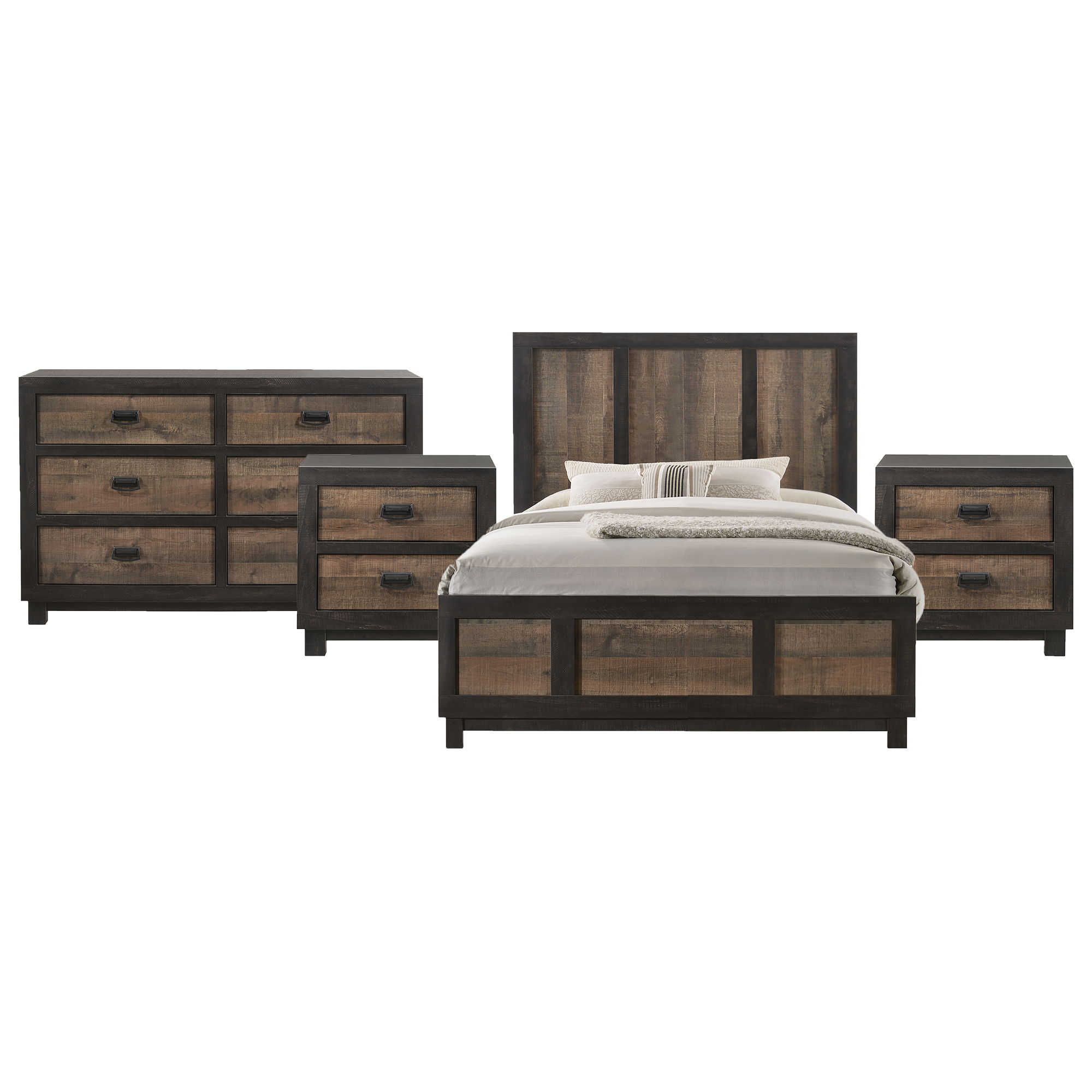 Queen · 4 Pc · Bedroom Set With 2 Nightstands & Dresser