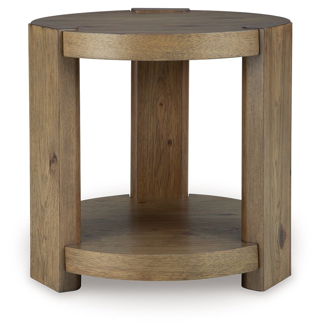 Ashley Furniture Flangren - Round End Table - Light Brown - Image 3