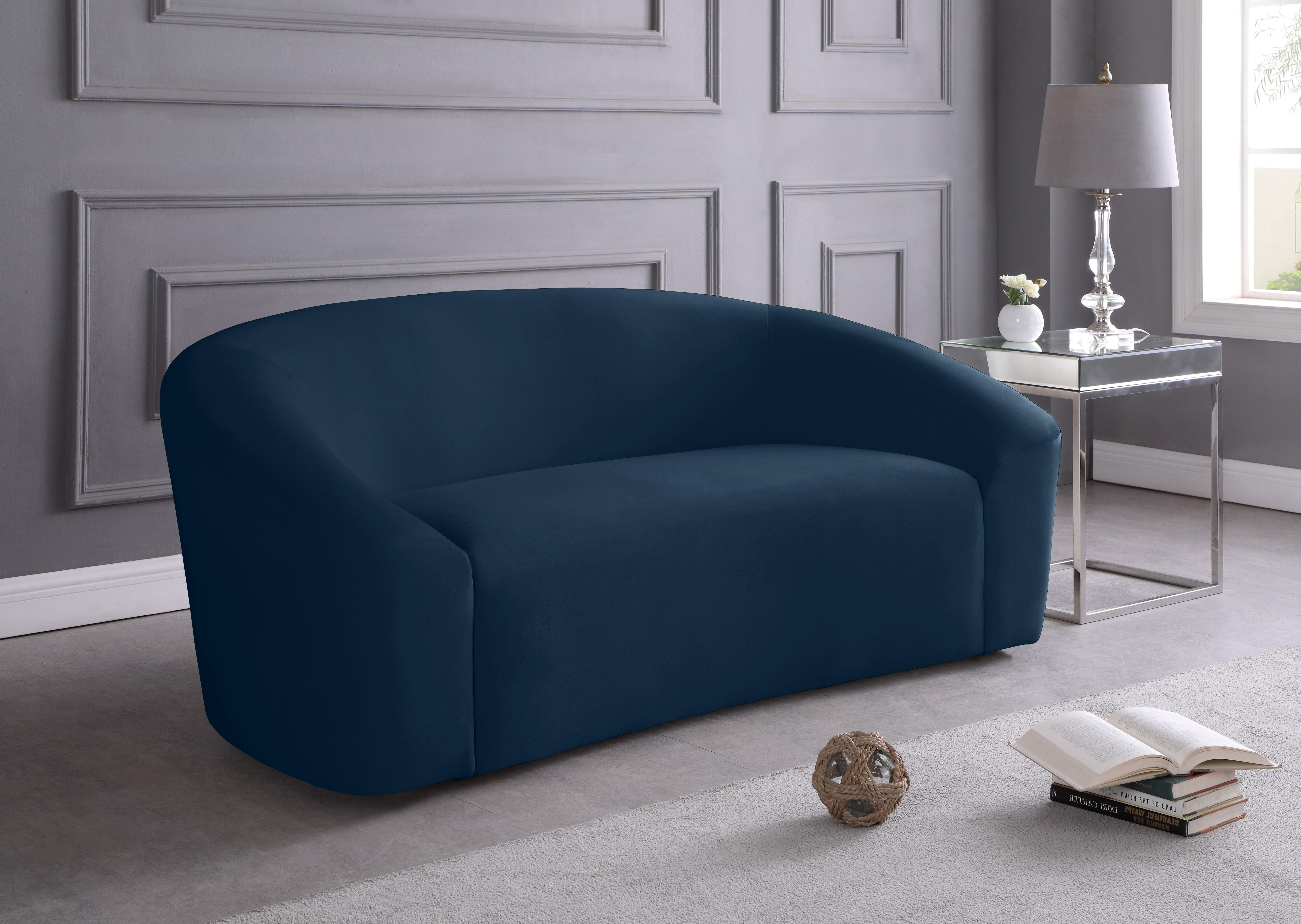 Riley - Velvet Loveseat - Navy