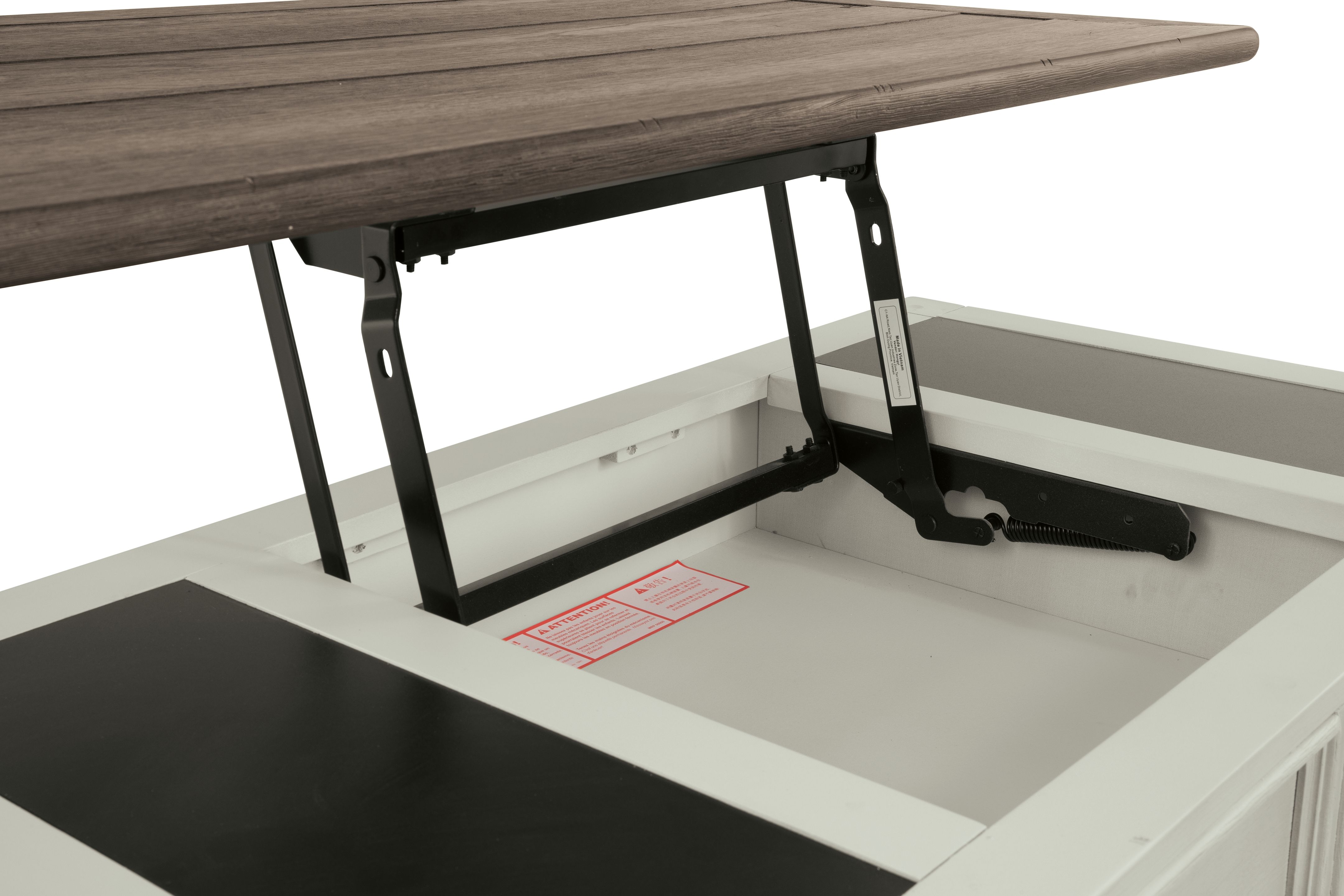 Ashley Furniture Bolanburg - Lift Top Cocktail Table - White / Brown / Beige - Image 13