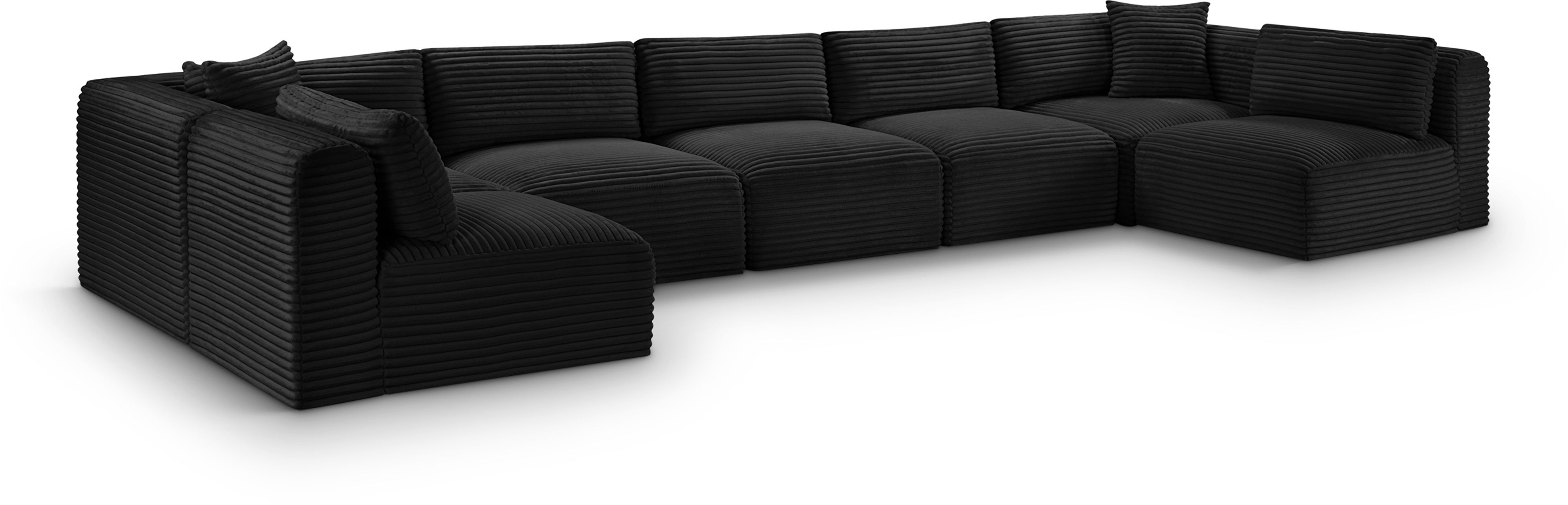 Shaggy - 7 Piece Modular U-Shaped Armless Sectional - Black