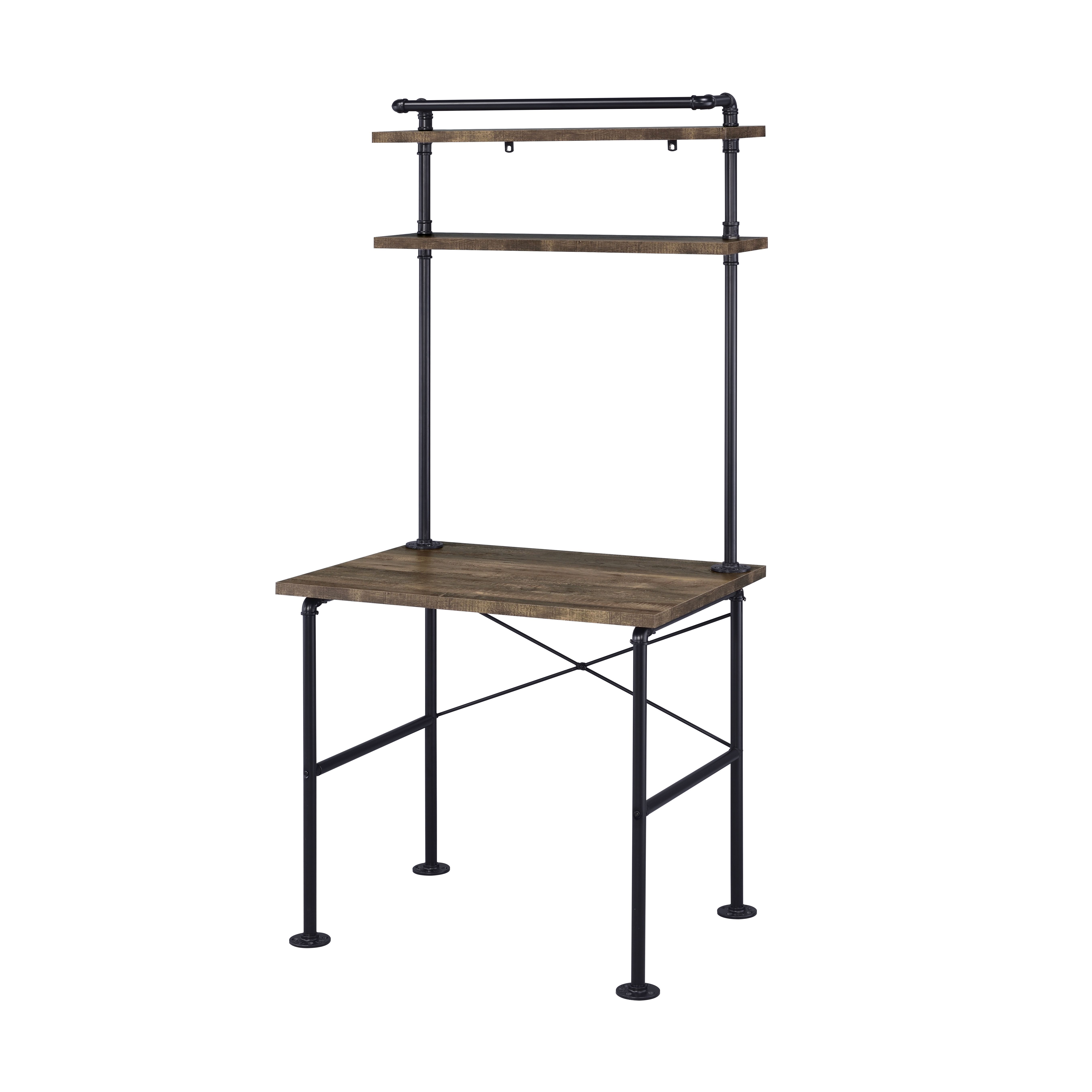 Ensata - Writing Desk - Rustic Oak & Black, black