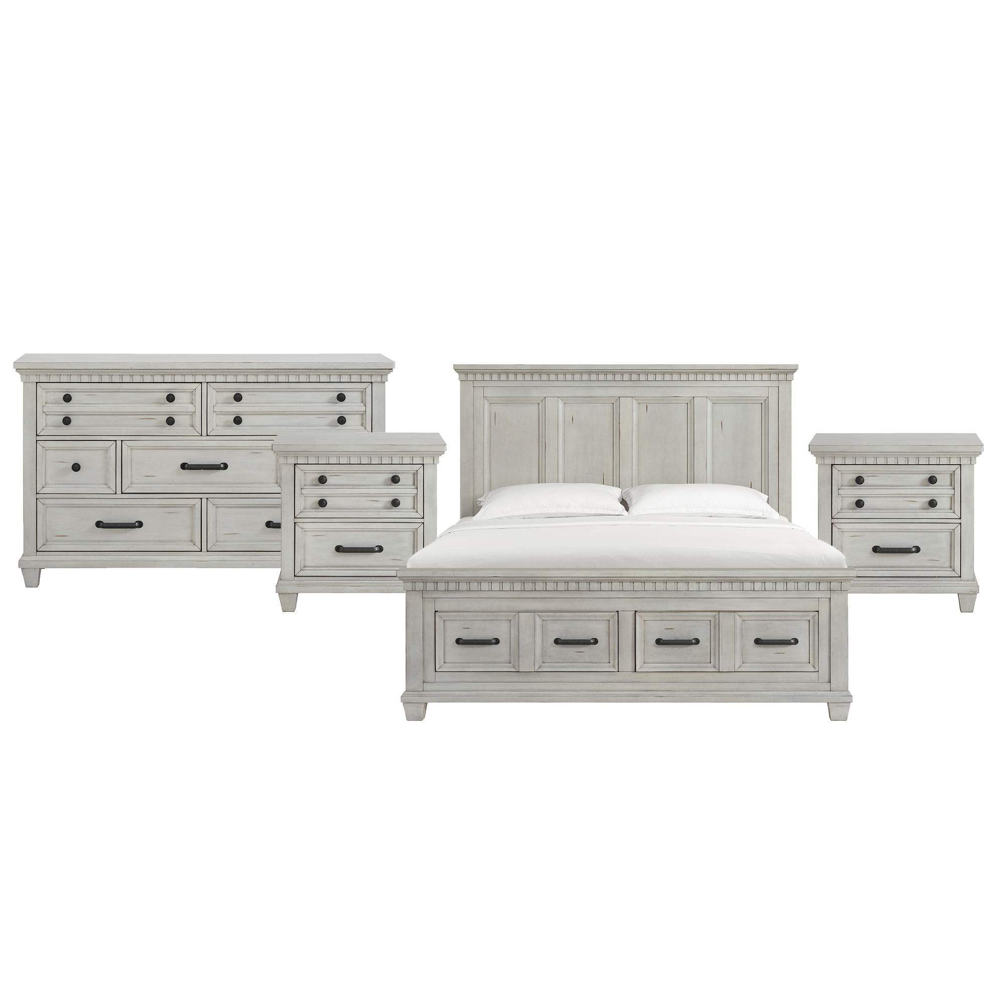 King · 4 Pc · Bedroom Set With 2 Nightstands & Dresser