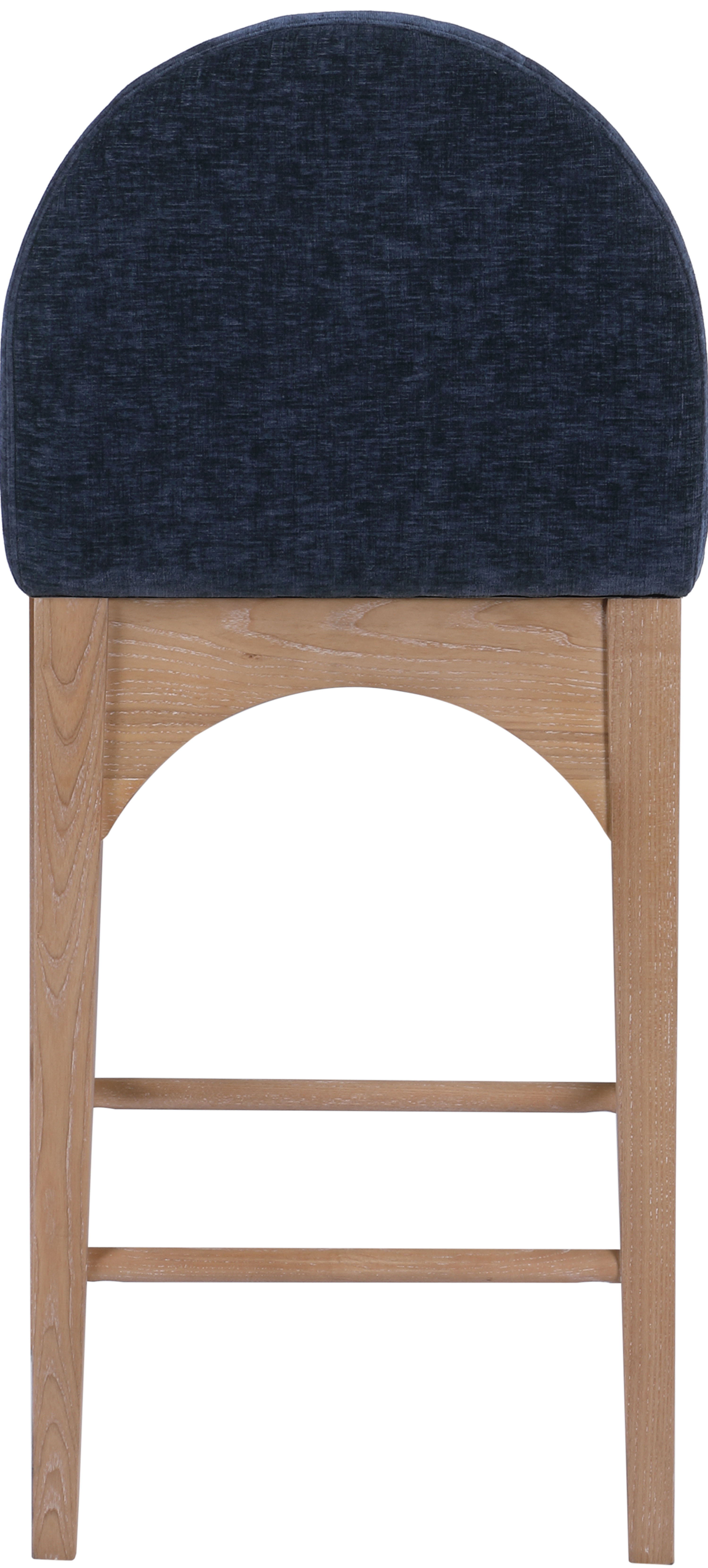 Waldorf - Chenille Stool With Natural Legs - Navy