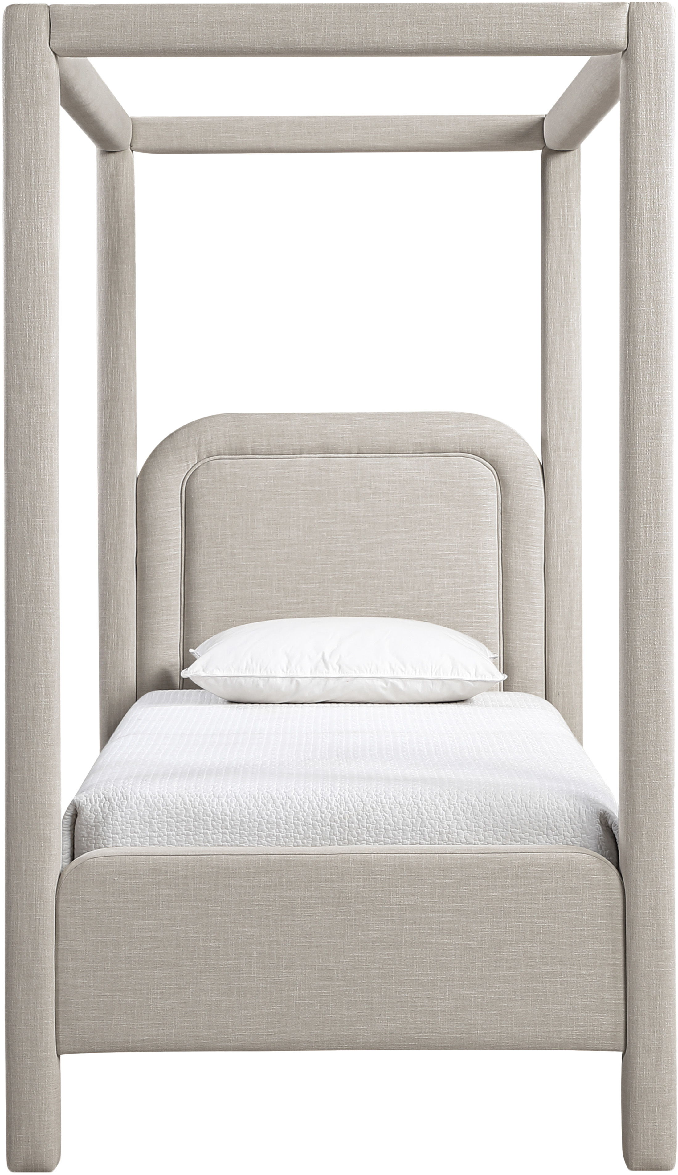 Salina - Linen Textured Fabric Upholstered Twin Bed - Beige