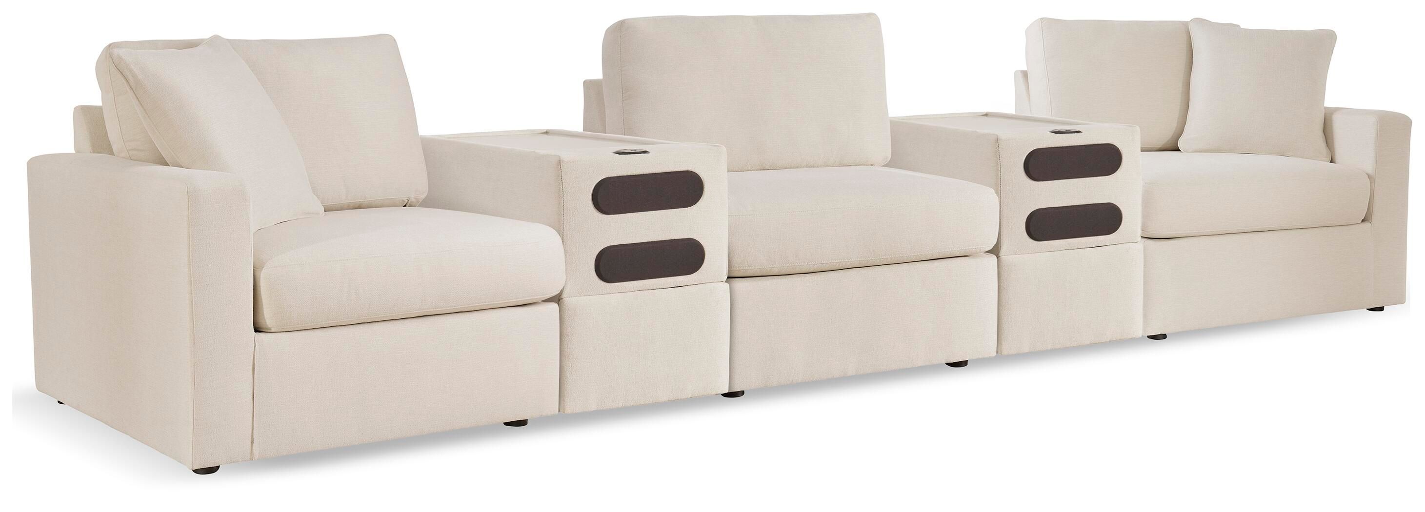 Modmax – 5-Piece Sectional With 2 Audio System Consoles – Oyster