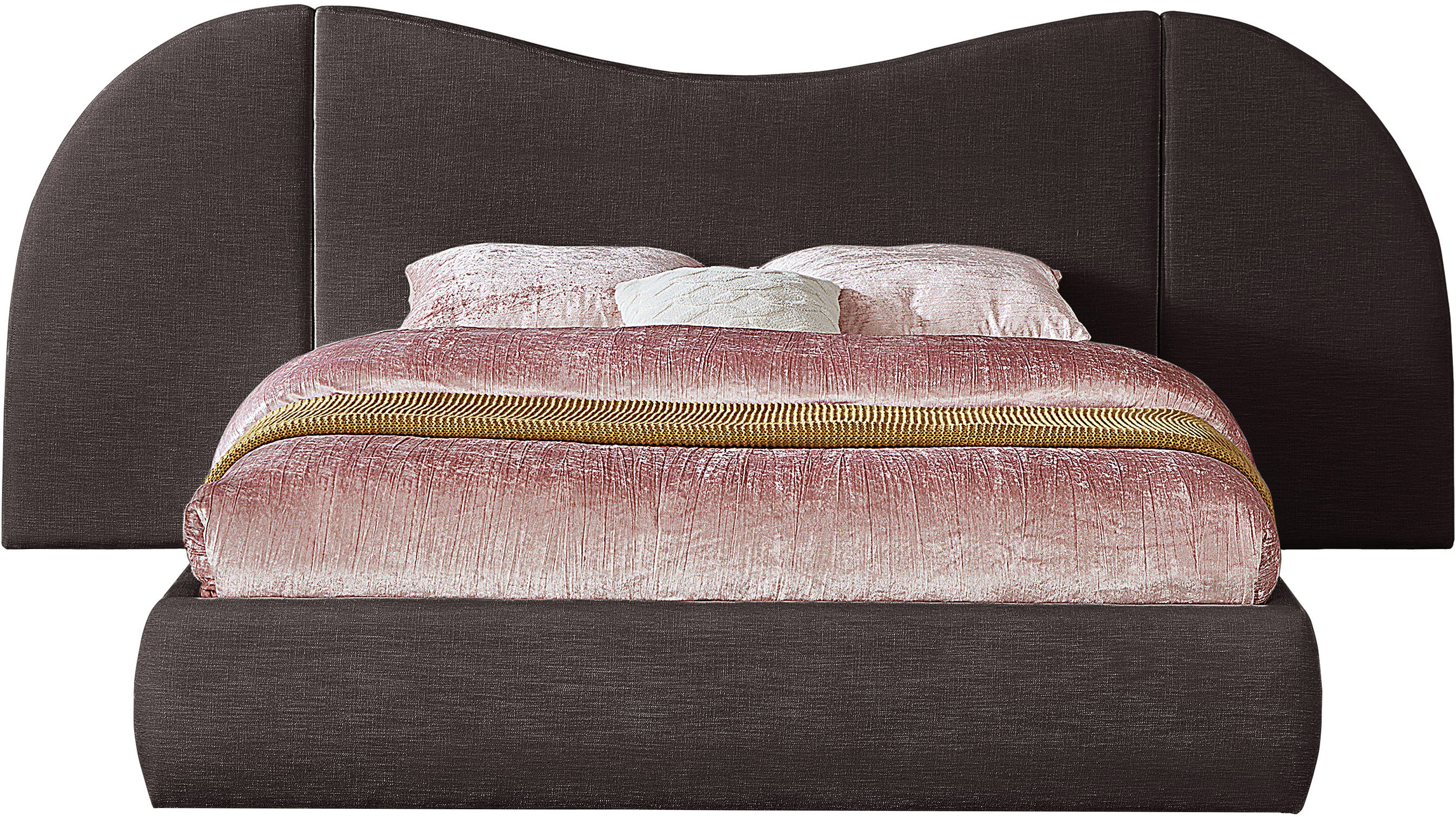Everest - Linen Fabric Queen Bed - Brown