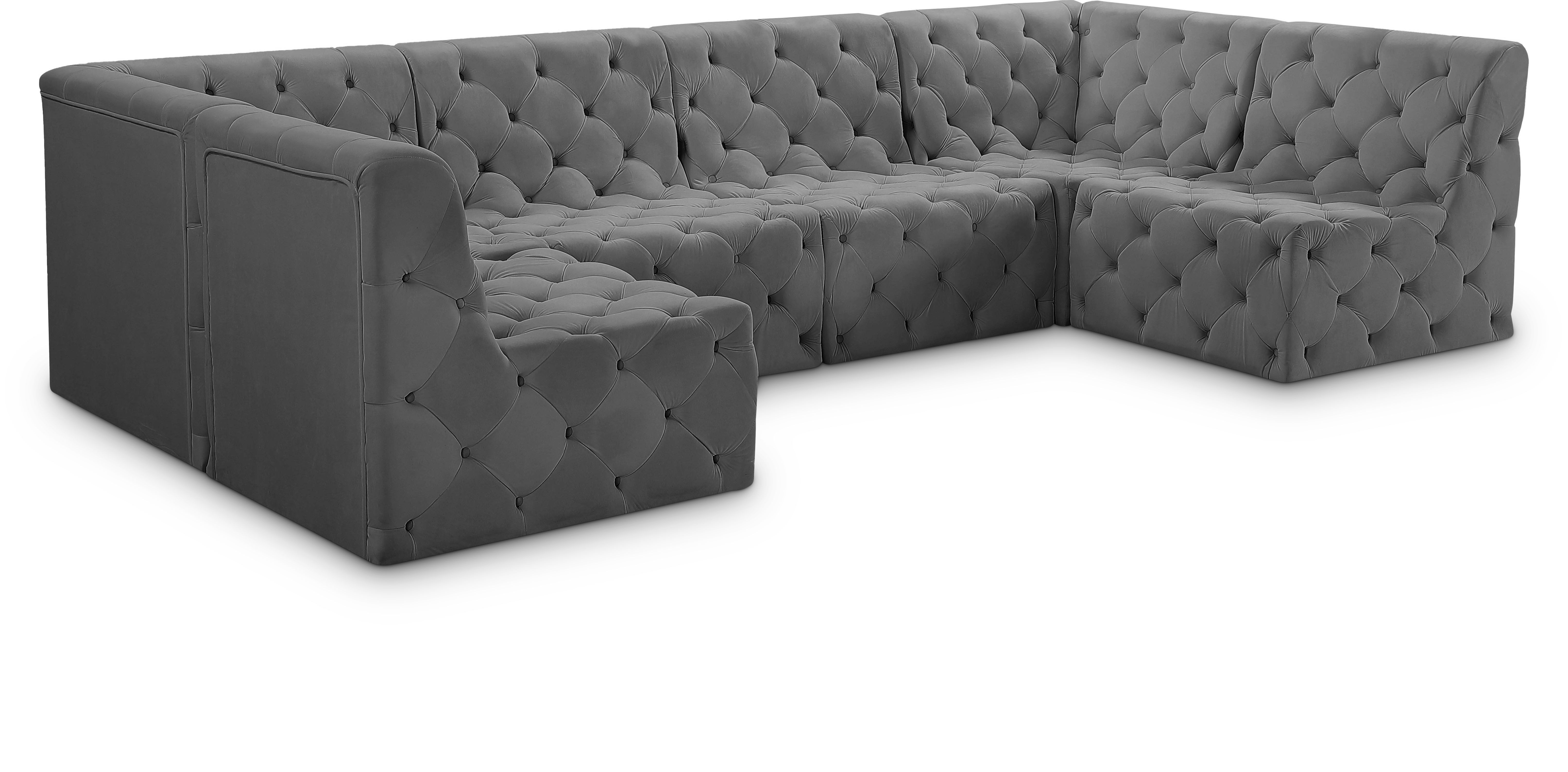 Tuft - 6 Piece Modular U-Shaped Sectional - Gray