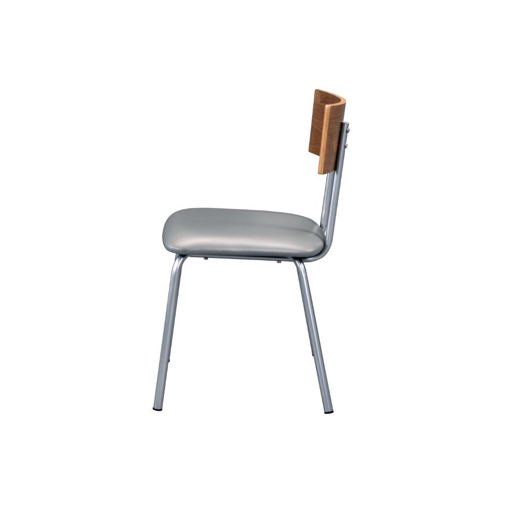 Jurgen - Side Chair (Set of 2) - Gray Synthetic Leather, Oak & Silver, silver, view 6